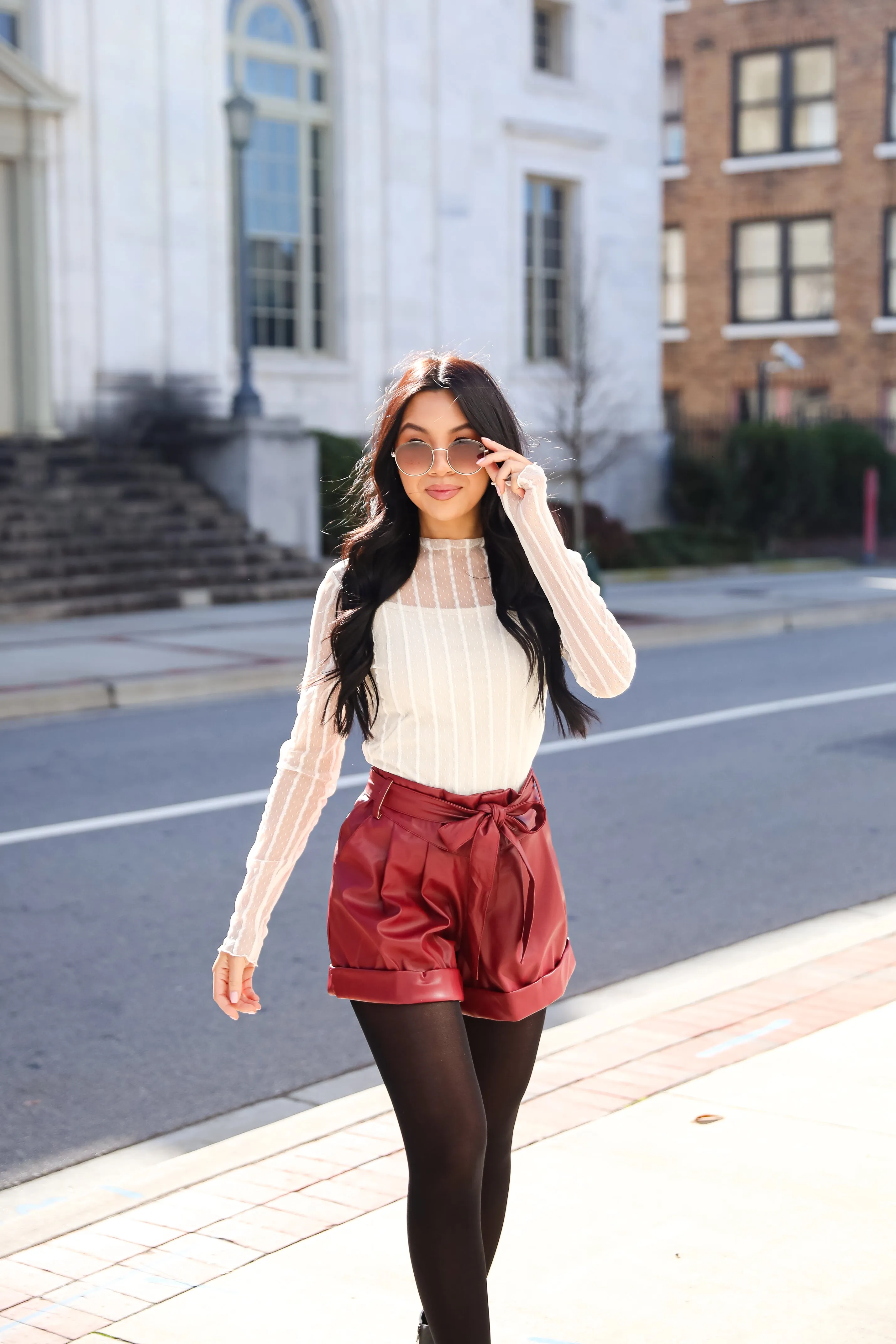 FINAL SALE - Casual Luxury Burgundy Leather Shorts