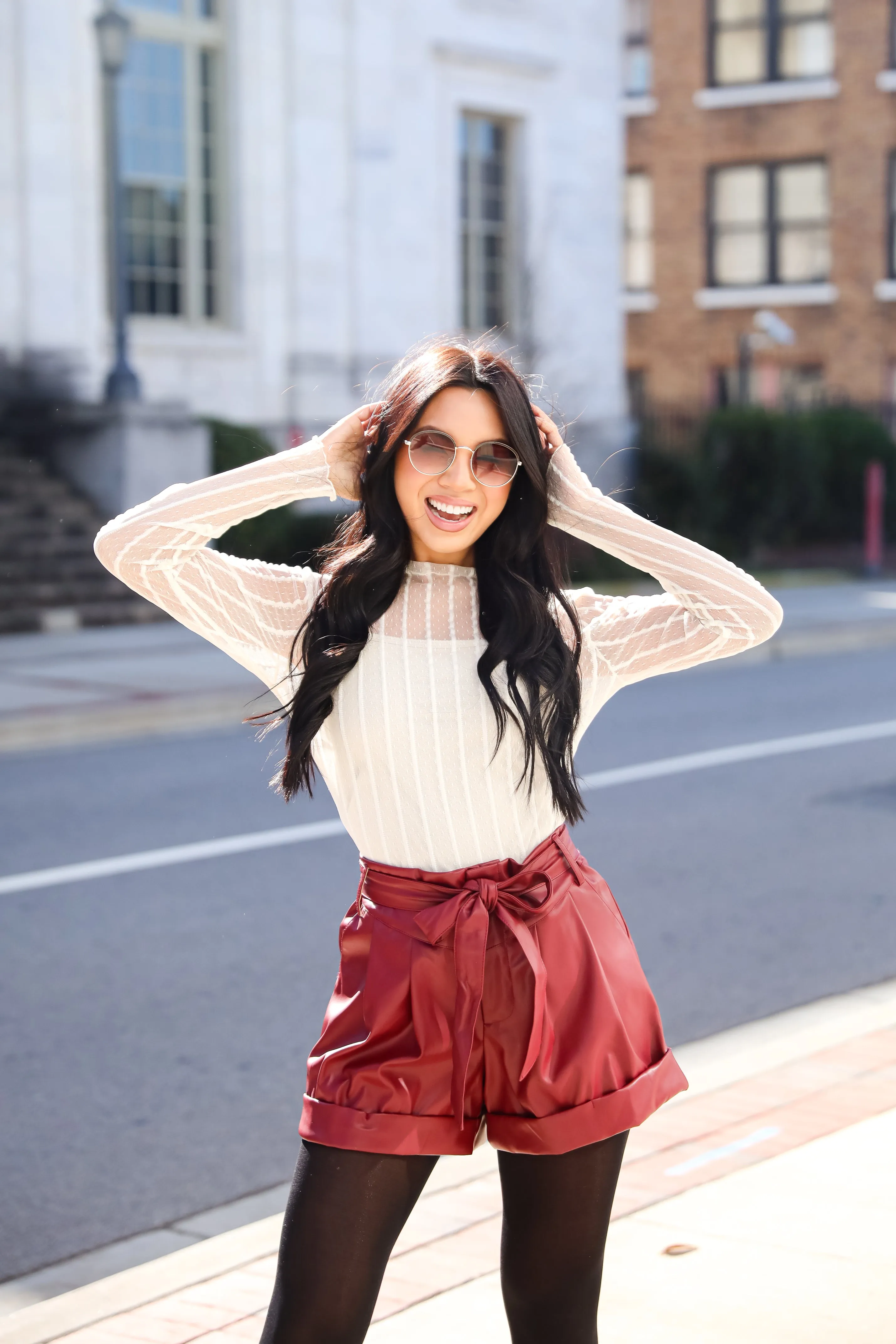 FINAL SALE - Casual Luxury Burgundy Leather Shorts