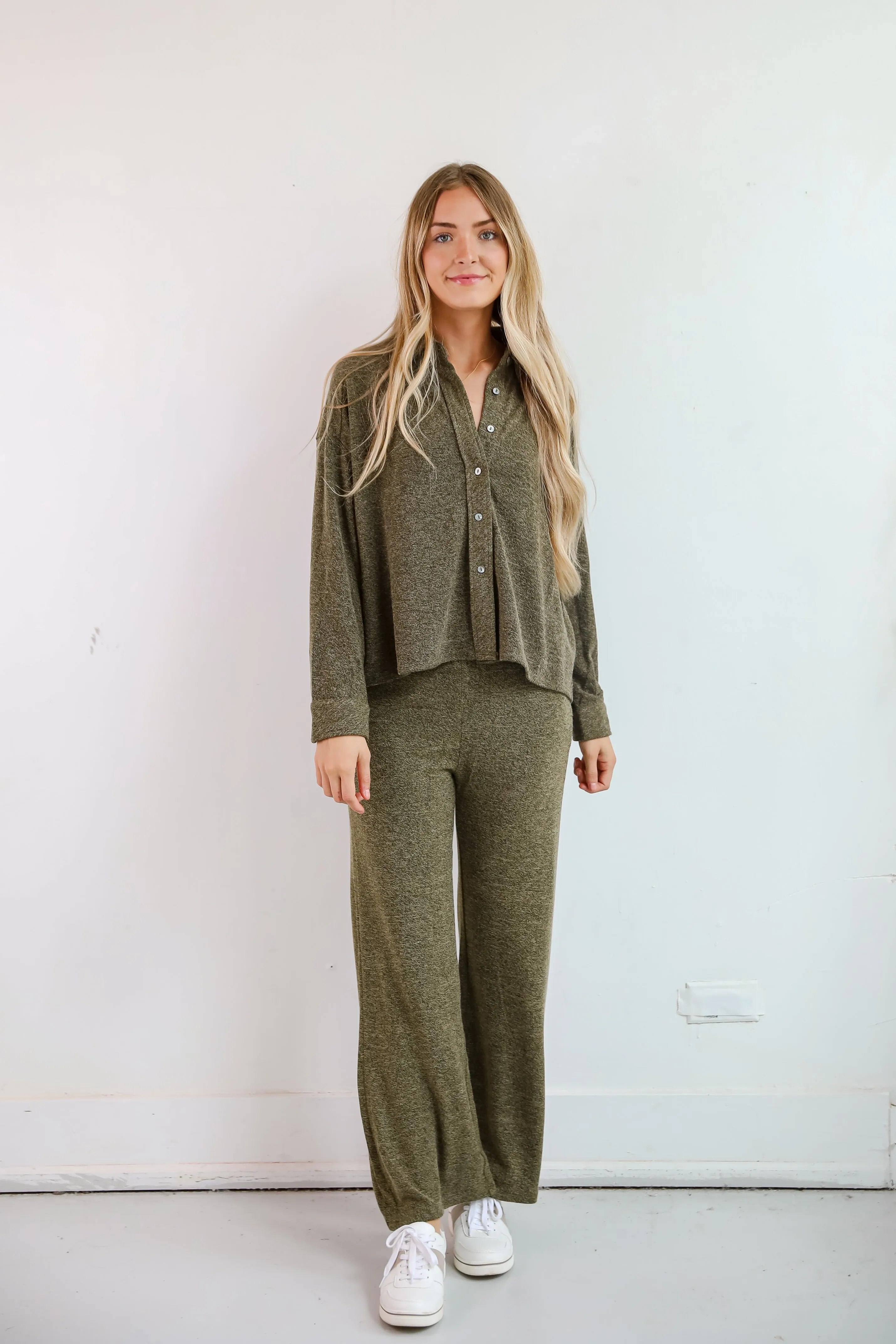 FINAL SALE - Coveted Coziness Olive Knit Pants