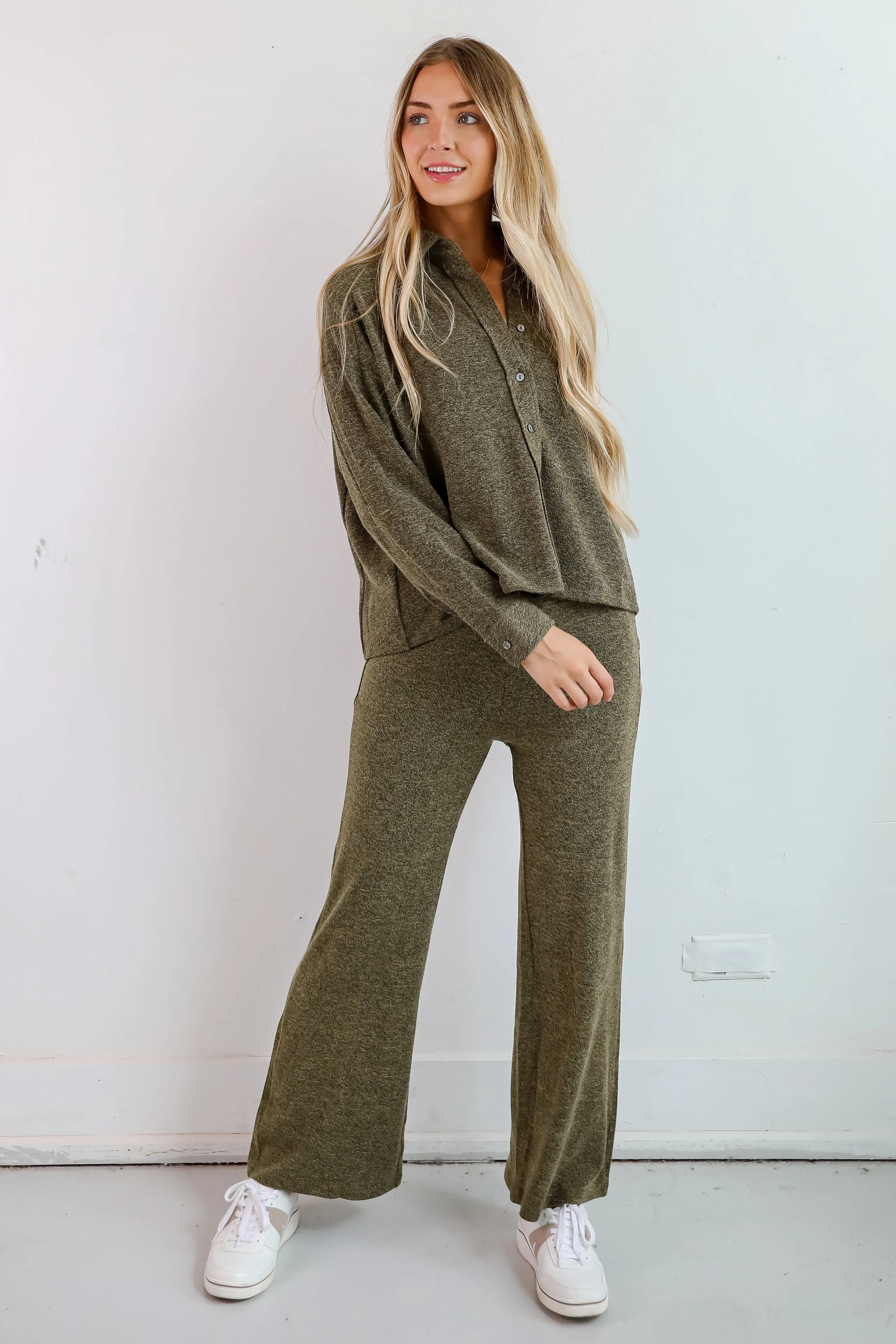 FINAL SALE - Coveted Coziness Olive Knit Pants