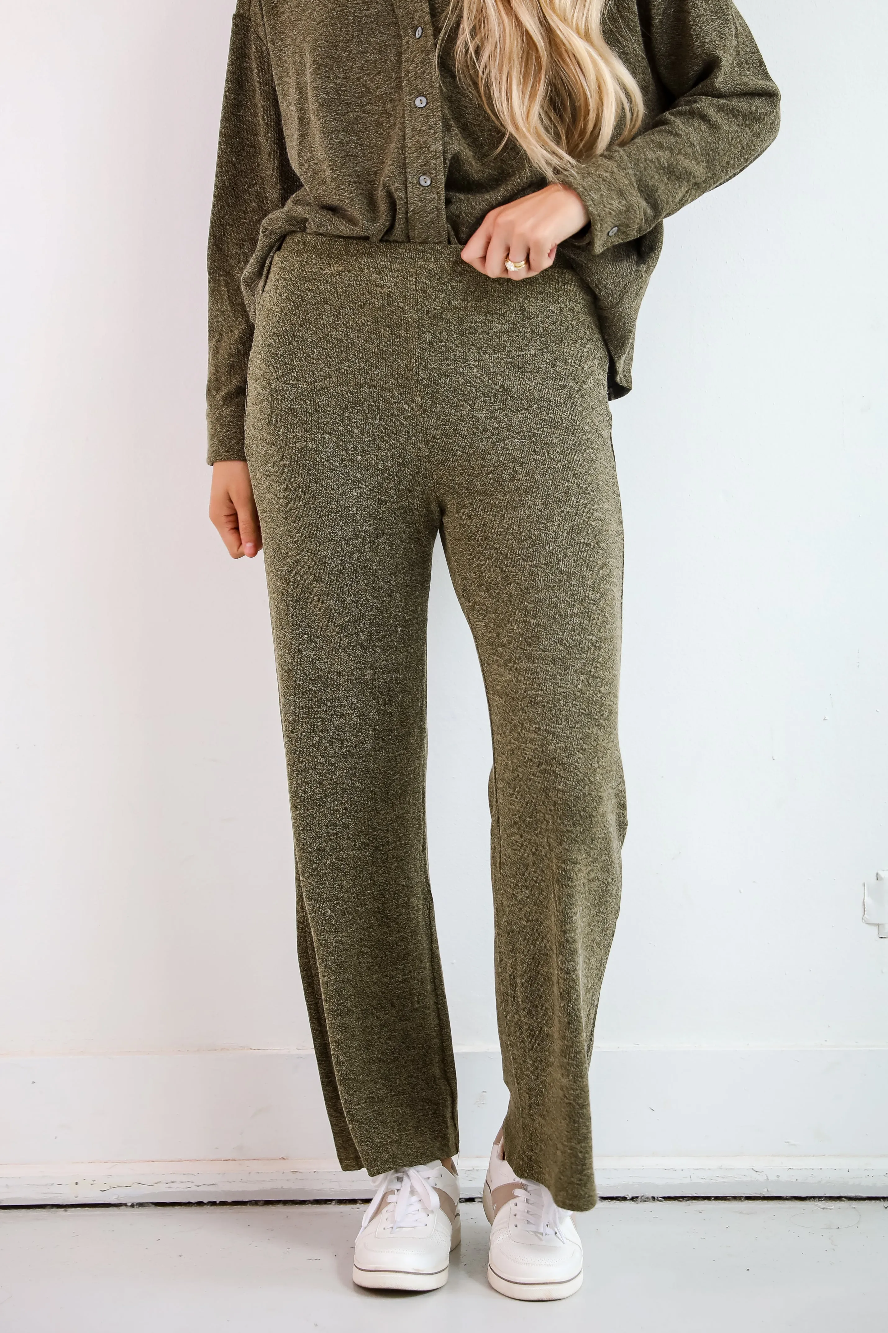 FINAL SALE - Coveted Coziness Olive Knit Pants