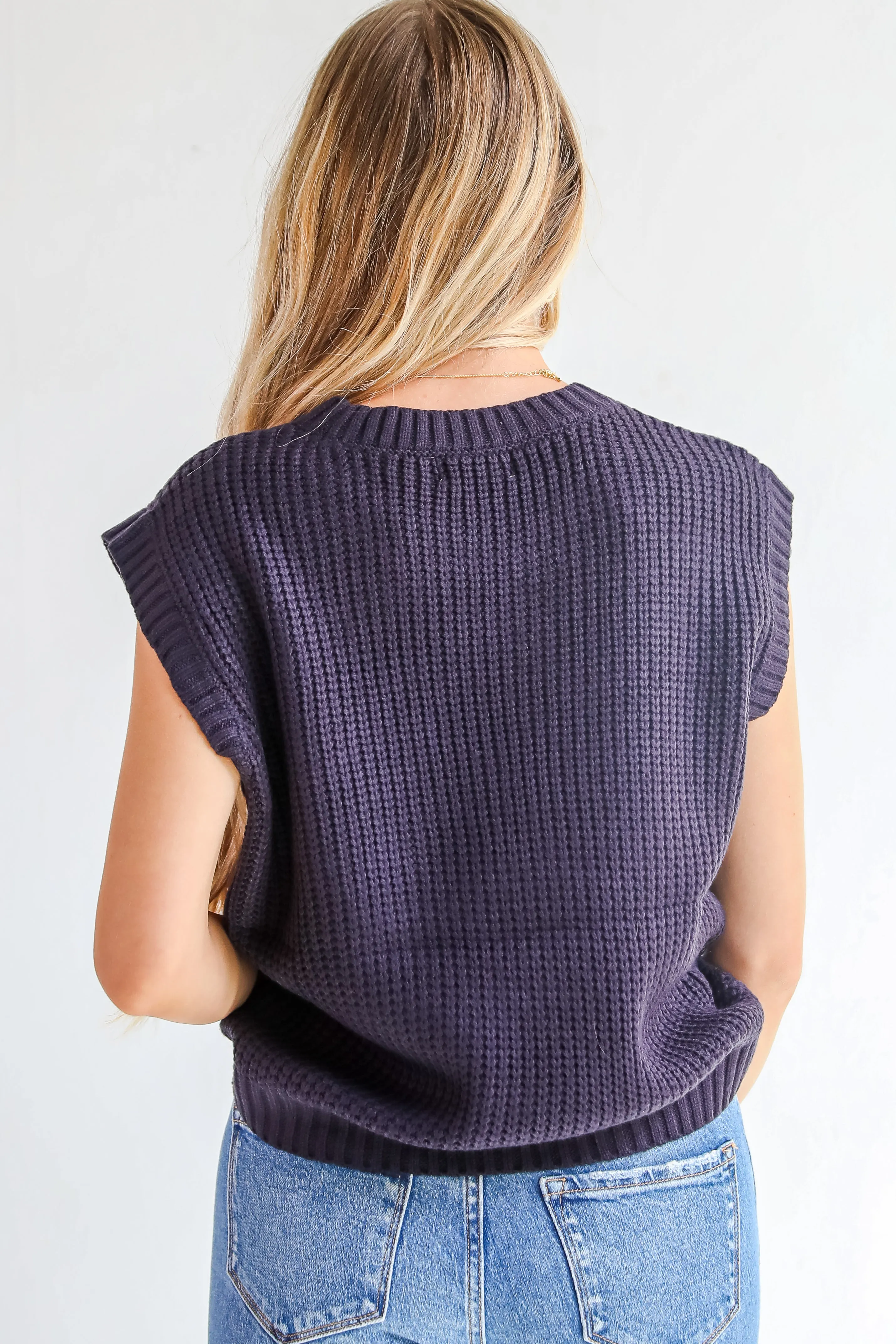 FINAL SALE - Designated Cutie Navy Cable Knit Sweater Vest