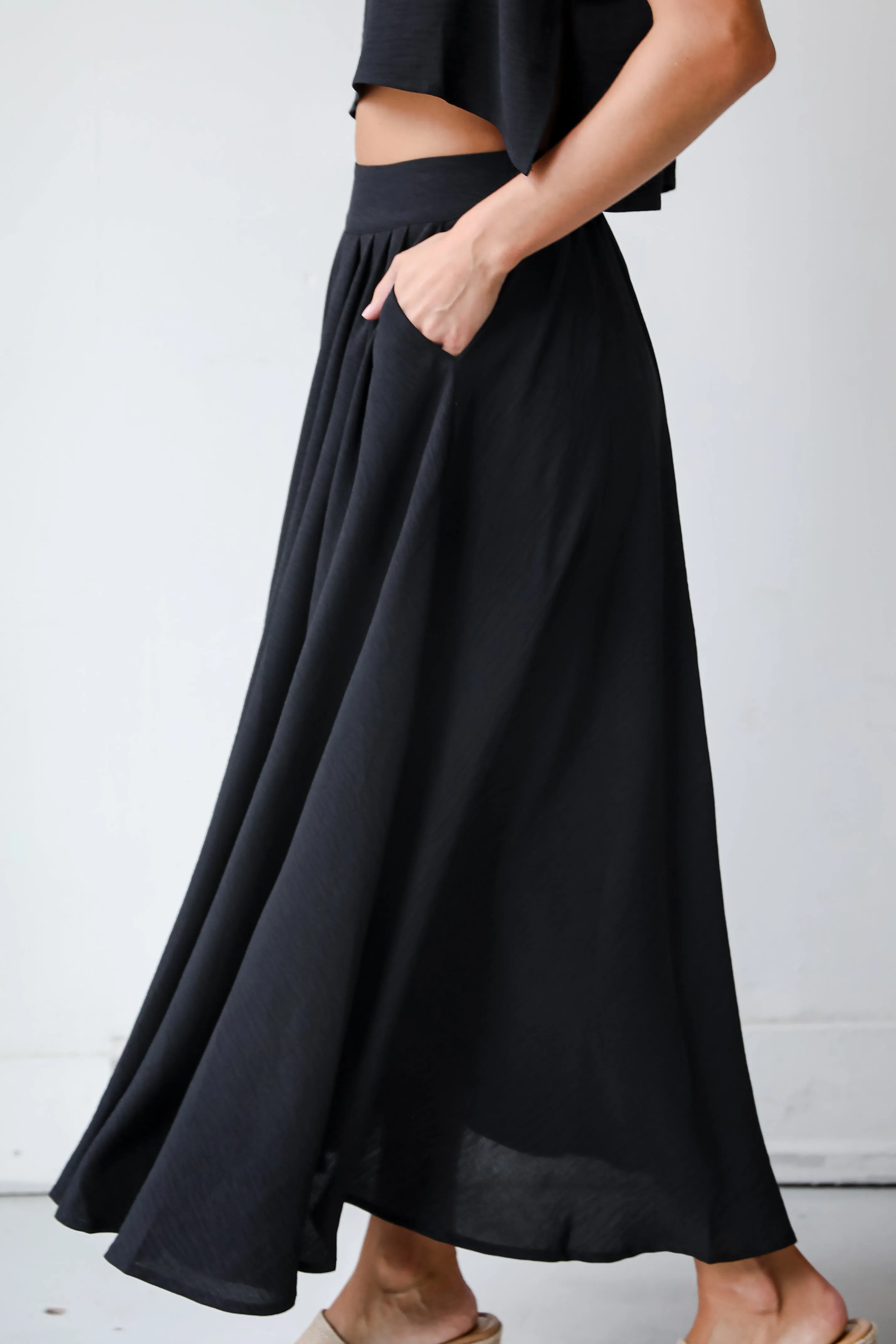 FINAL SALE - Effortless Escape Black Maxi Skirt - DU DEAL