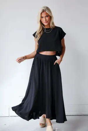 FINAL SALE - Effortless Escape Black Maxi Skirt - DU DEAL