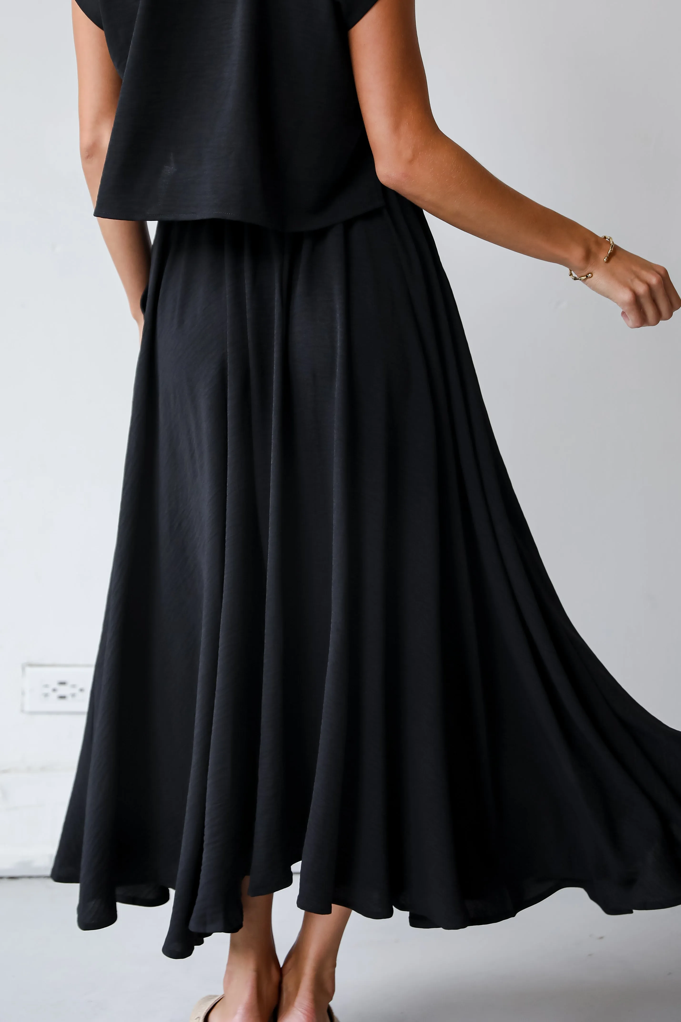 FINAL SALE - Effortless Escape Black Maxi Skirt - DU DEAL