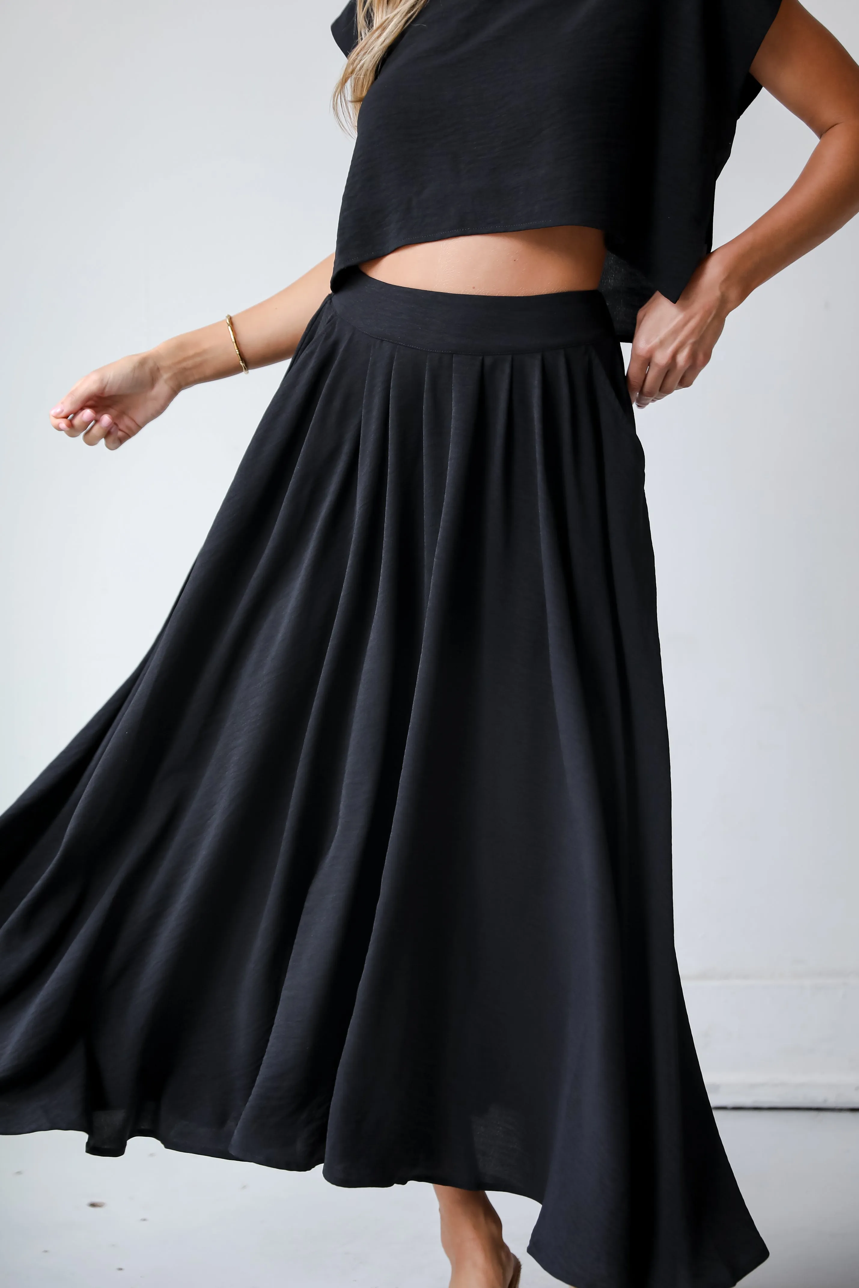 FINAL SALE - Effortless Escape Black Maxi Skirt - DU DEAL