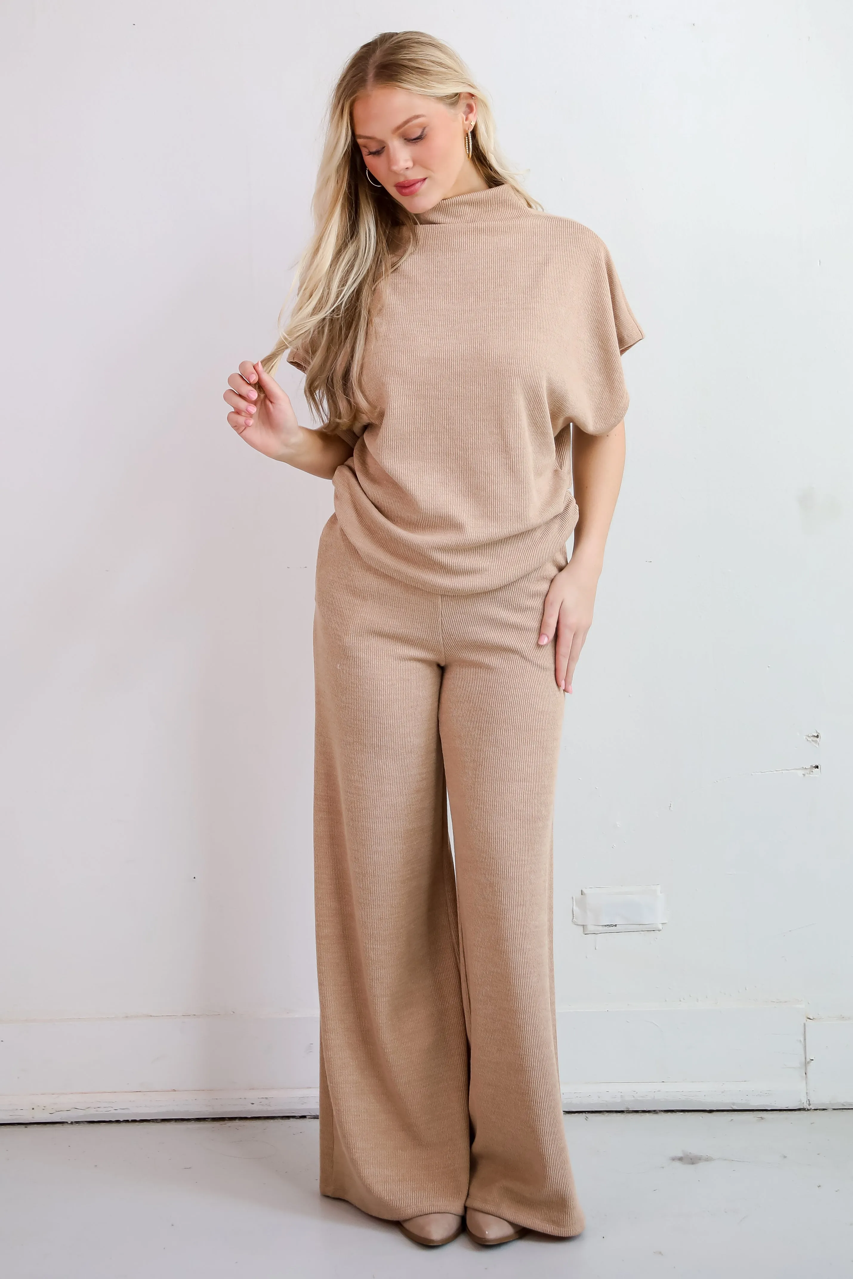FINAL SALE - Luxe Coziness Beige Knit Wide Leg Pants