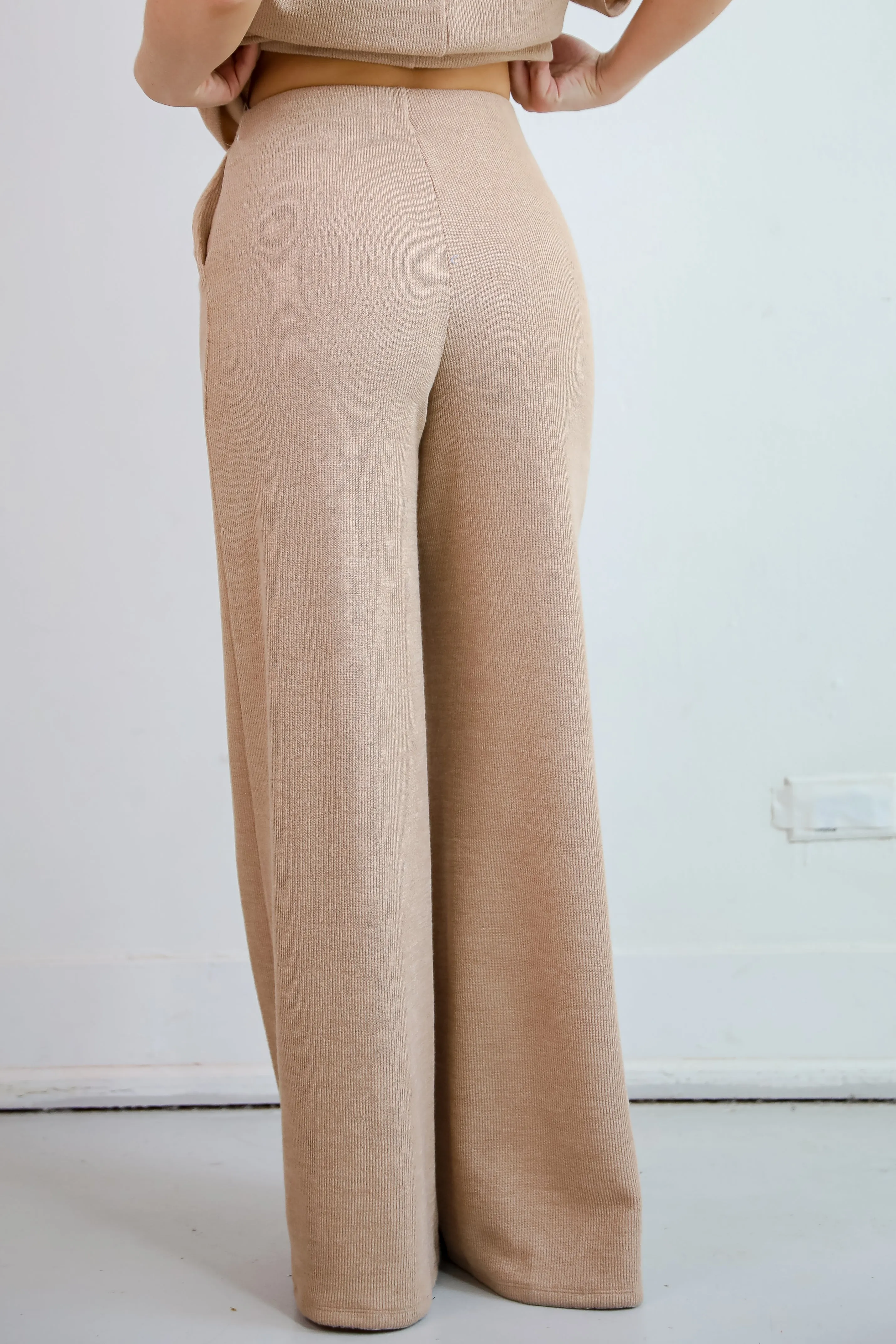 FINAL SALE - Luxe Coziness Beige Knit Wide Leg Pants