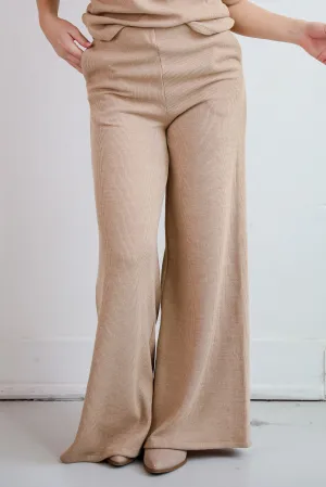 FINAL SALE - Luxe Coziness Beige Knit Wide Leg Pants