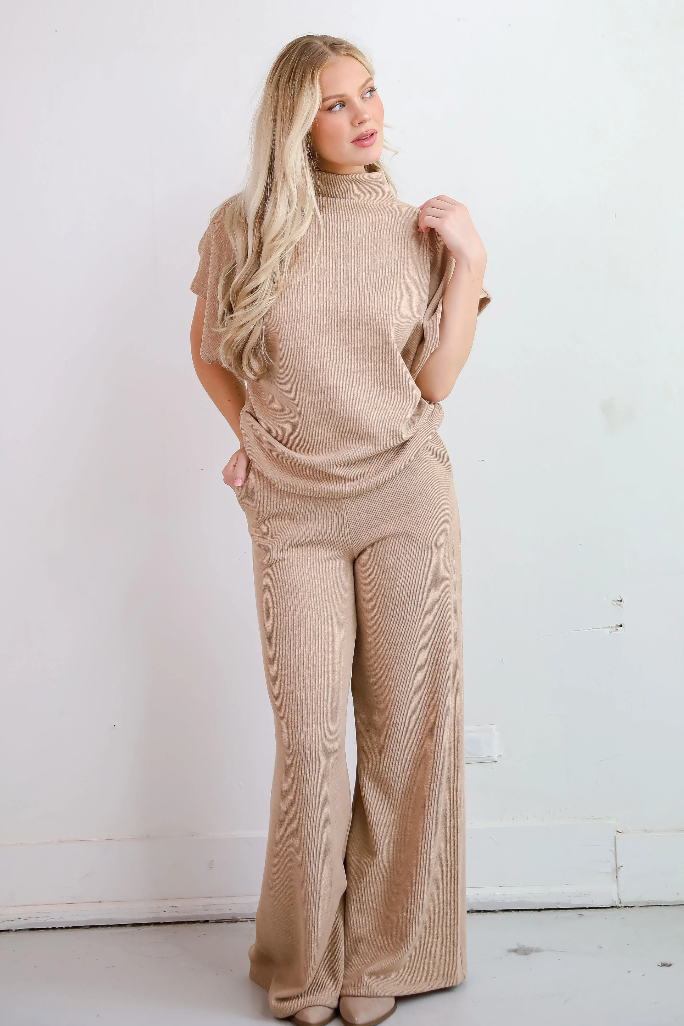 FINAL SALE - Luxe Coziness Beige Knit Wide Leg Pants