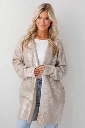 FINAL SALE - Marvelous Shine Silver Metallic Sweater Cardigan