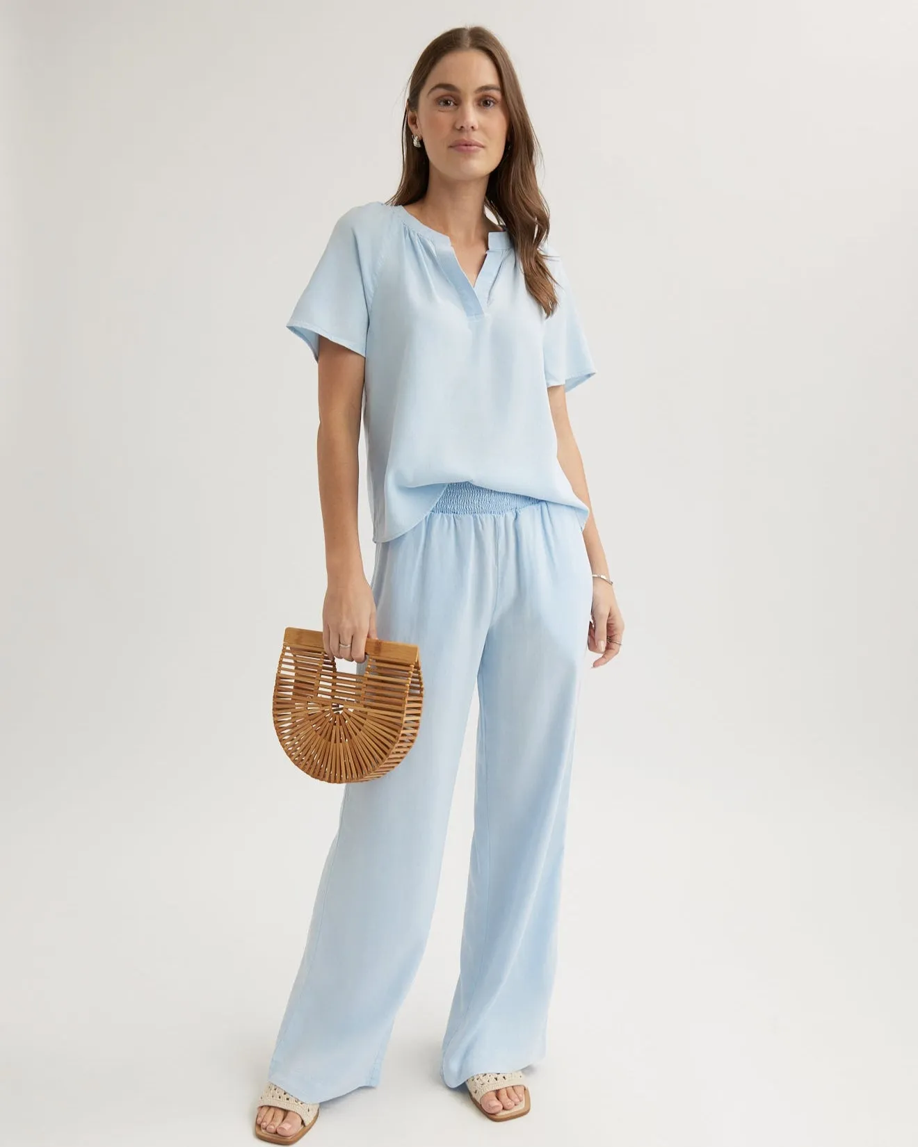 Flowy Short Sleeve Pullover - Clear Water