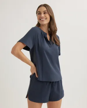 Flowy Short Sleeve Pullover - Endless Sea