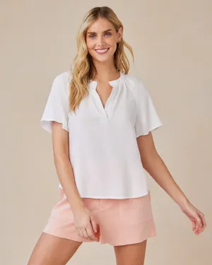 Flowy Short Sleeve Pullover - White