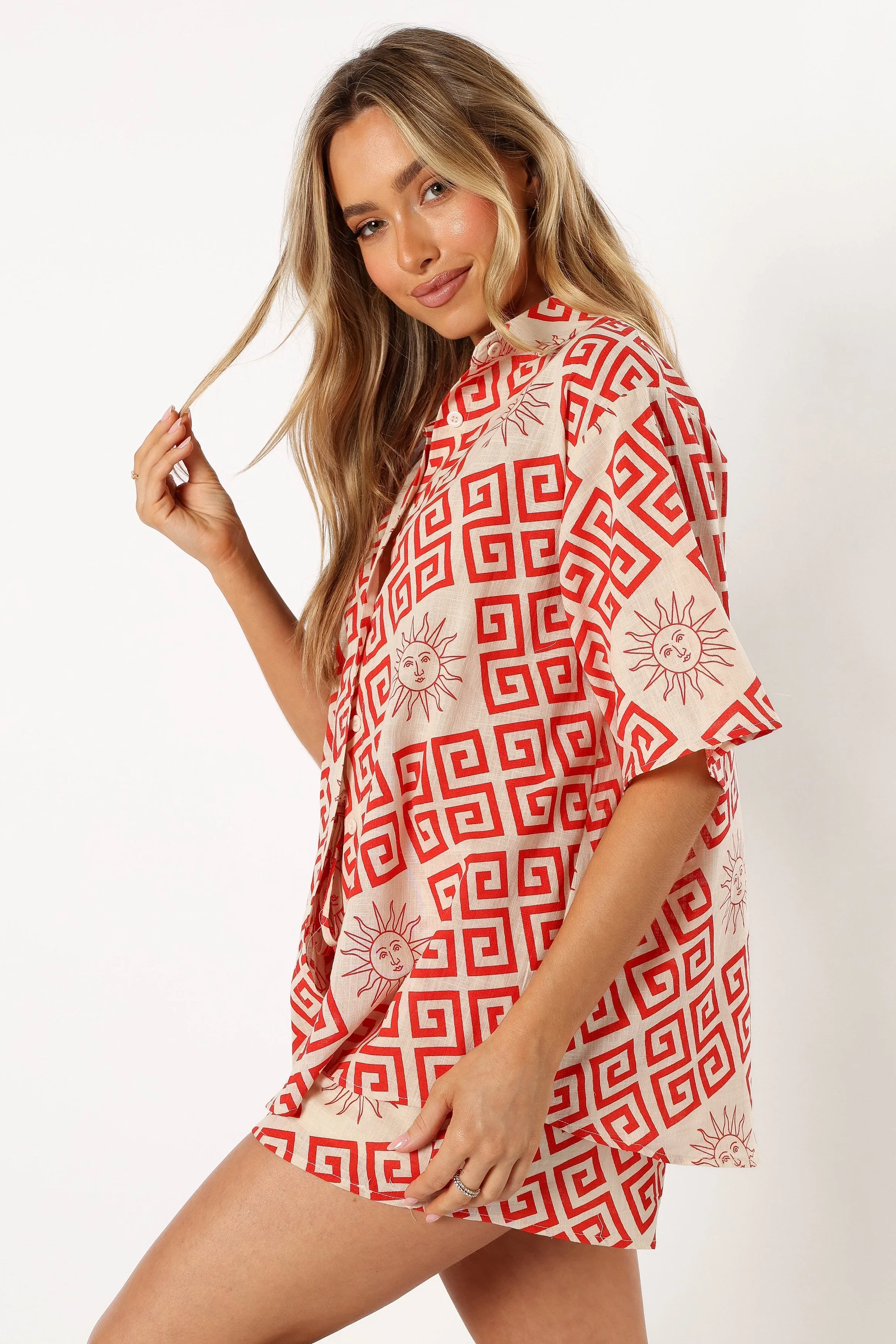 Isabella Short Set - Beige Red