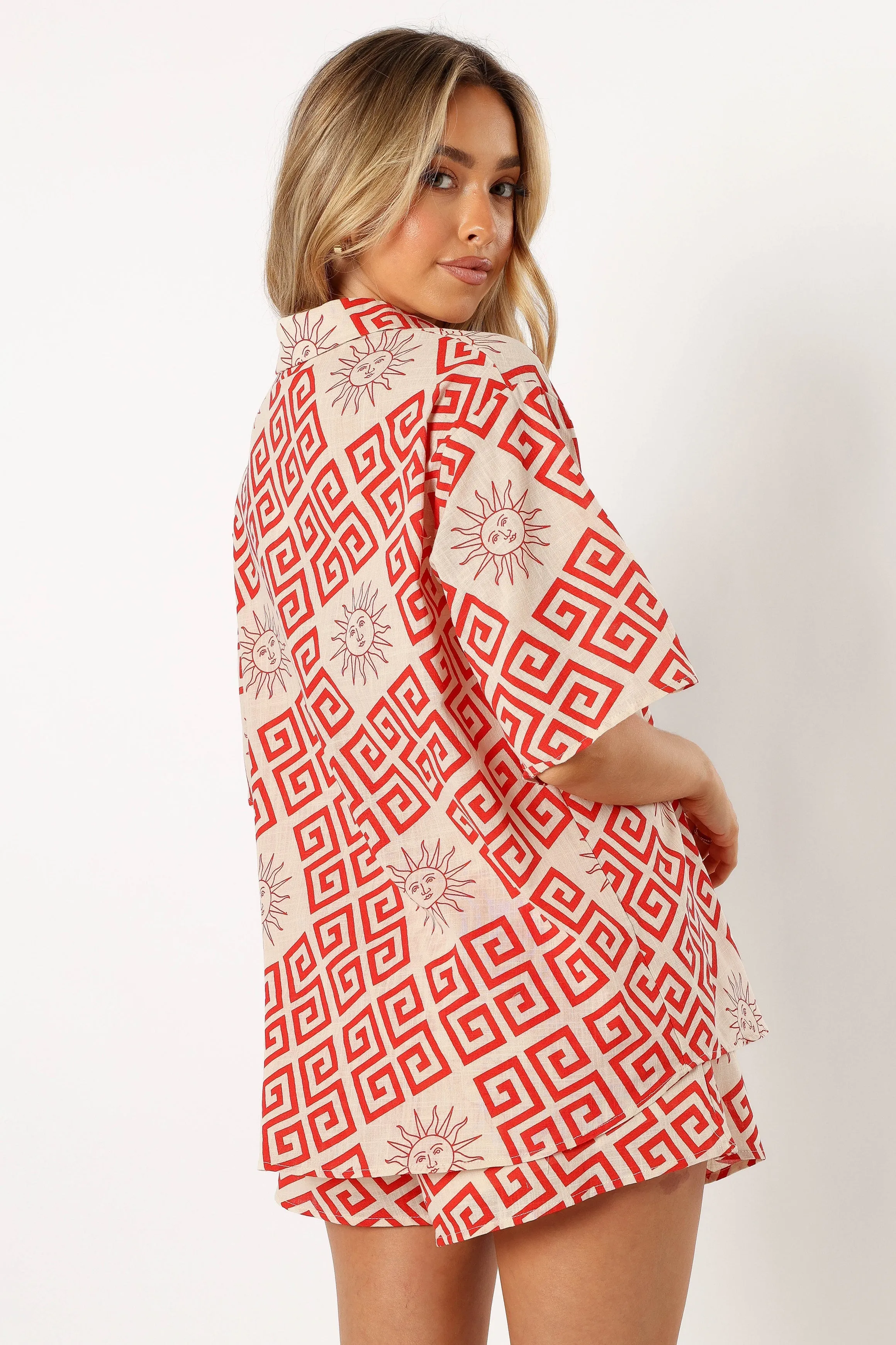 Isabella Short Set - Beige Red