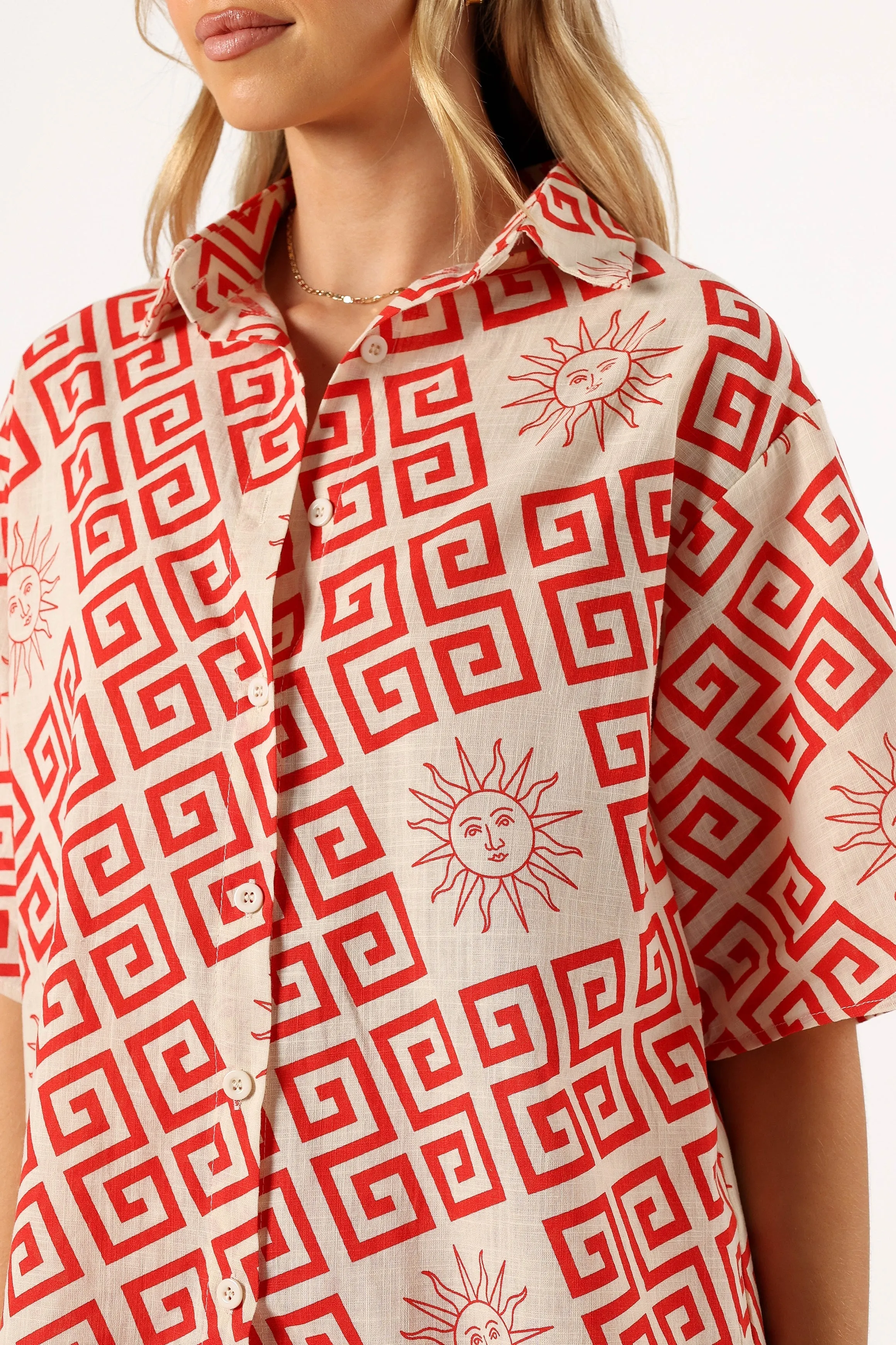Isabella Short Set - Beige Red