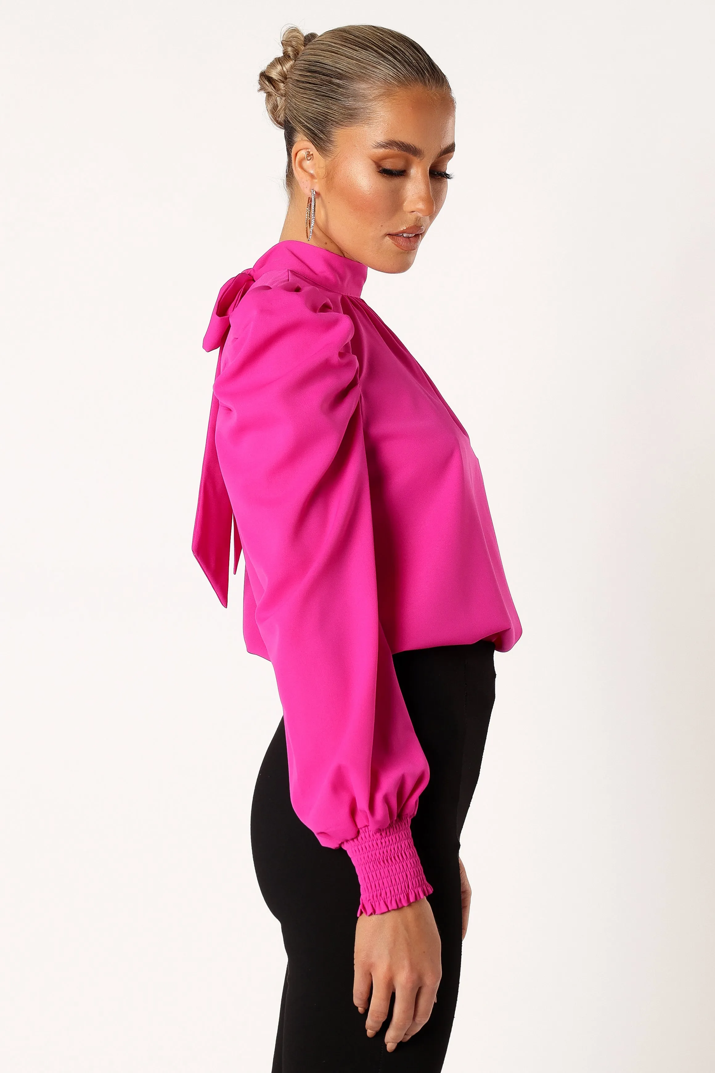 Jenny Puff Sleeve Blouse - Magenta