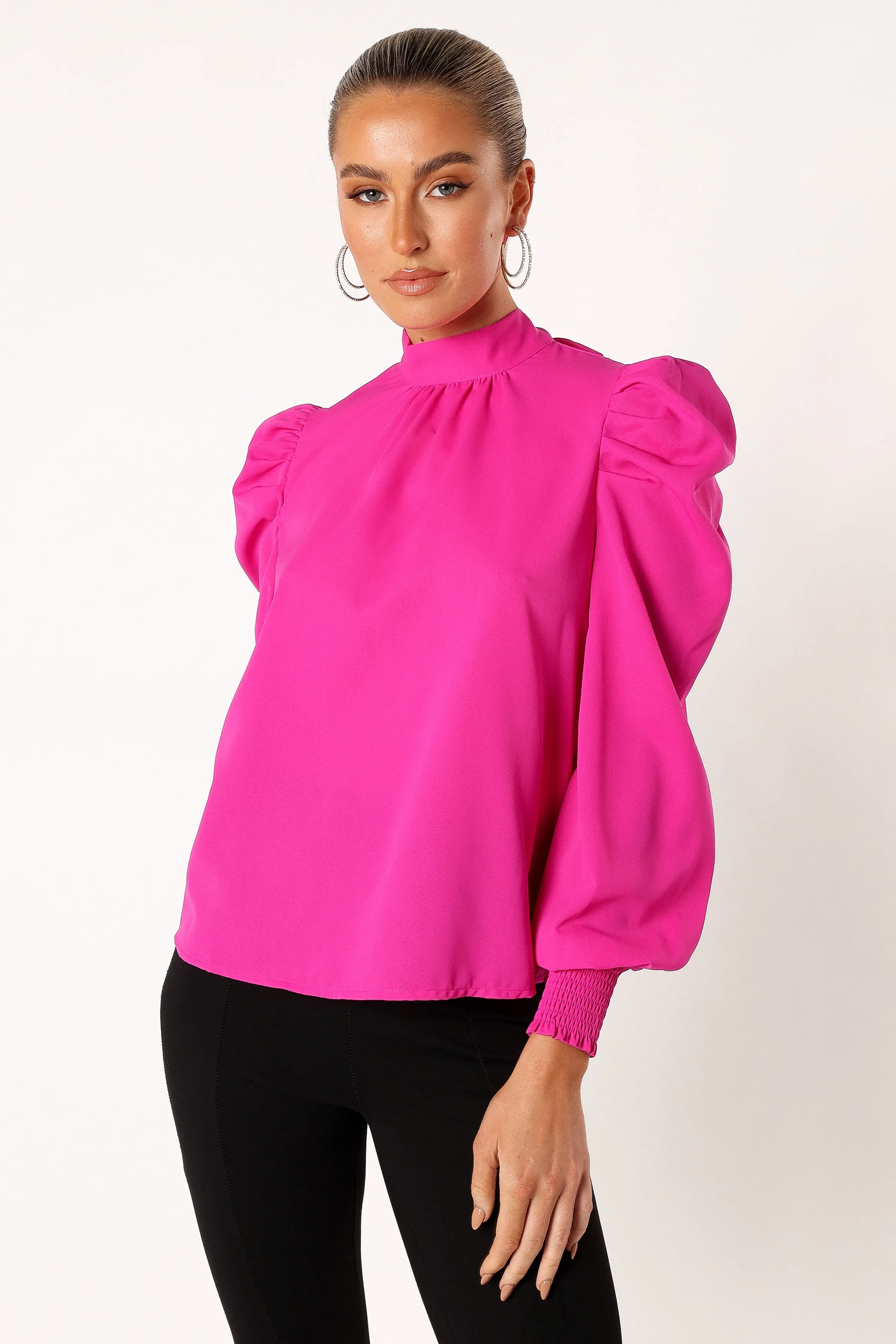Jenny Puff Sleeve Blouse - Magenta
