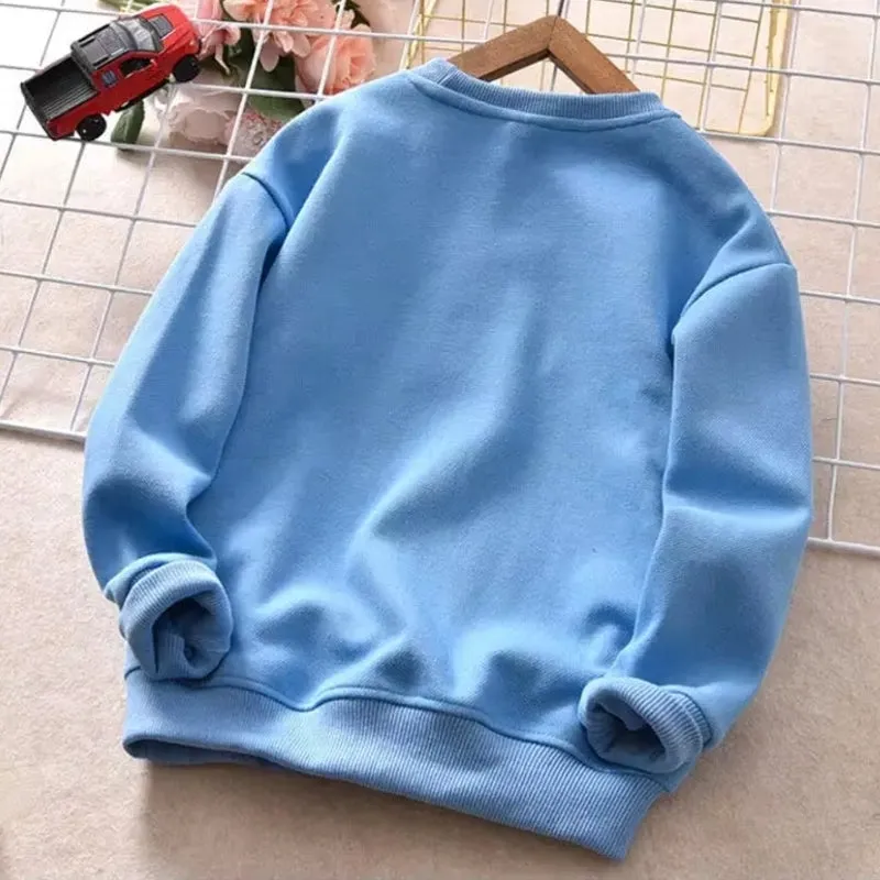 Kids Cotton Tops Embossed Bear Sweatshirt Pullover