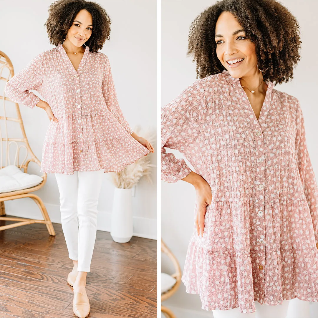 Living Your Life Blush Pink Spotted Tunic
