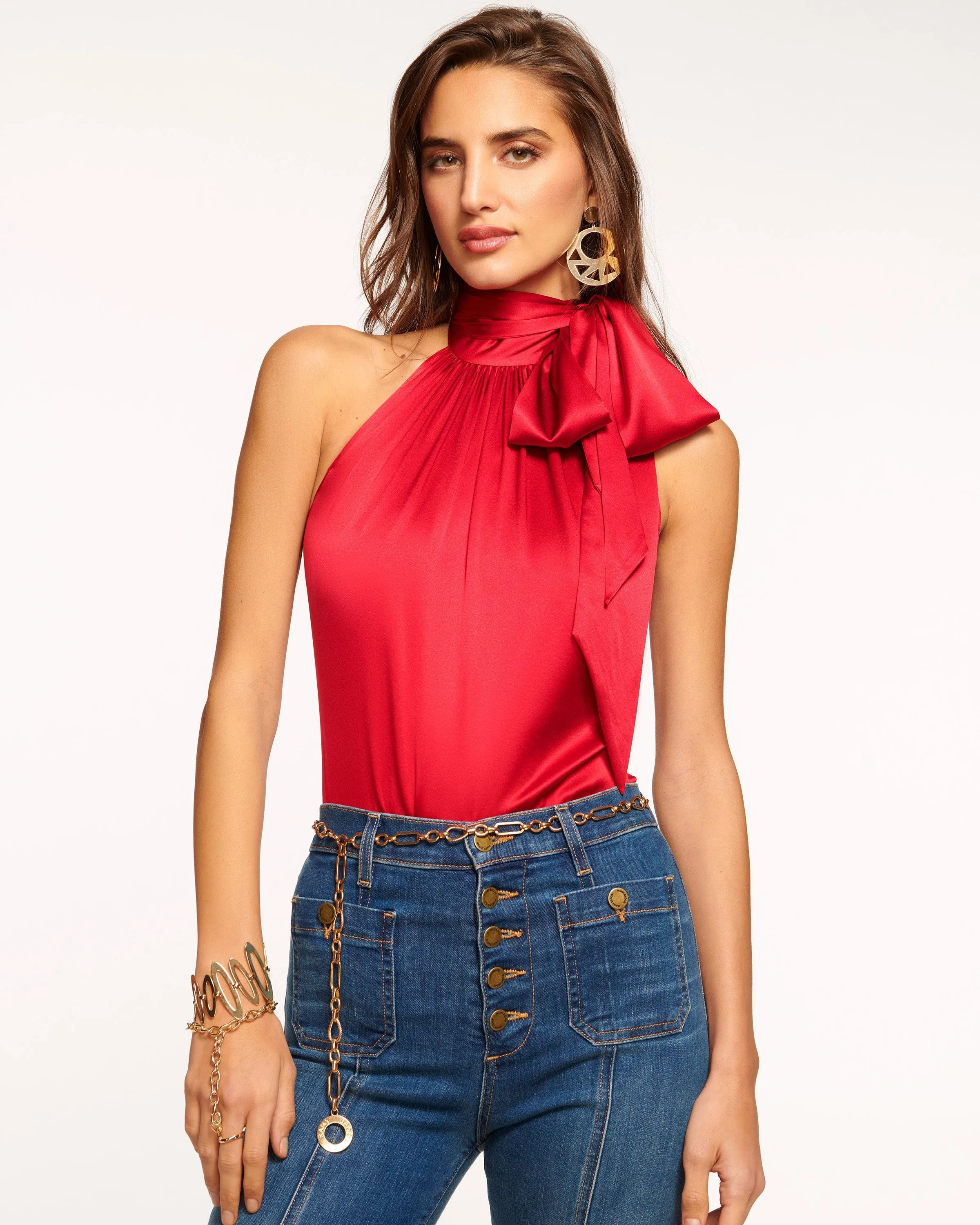 Lori Silk High Neck Tank Top