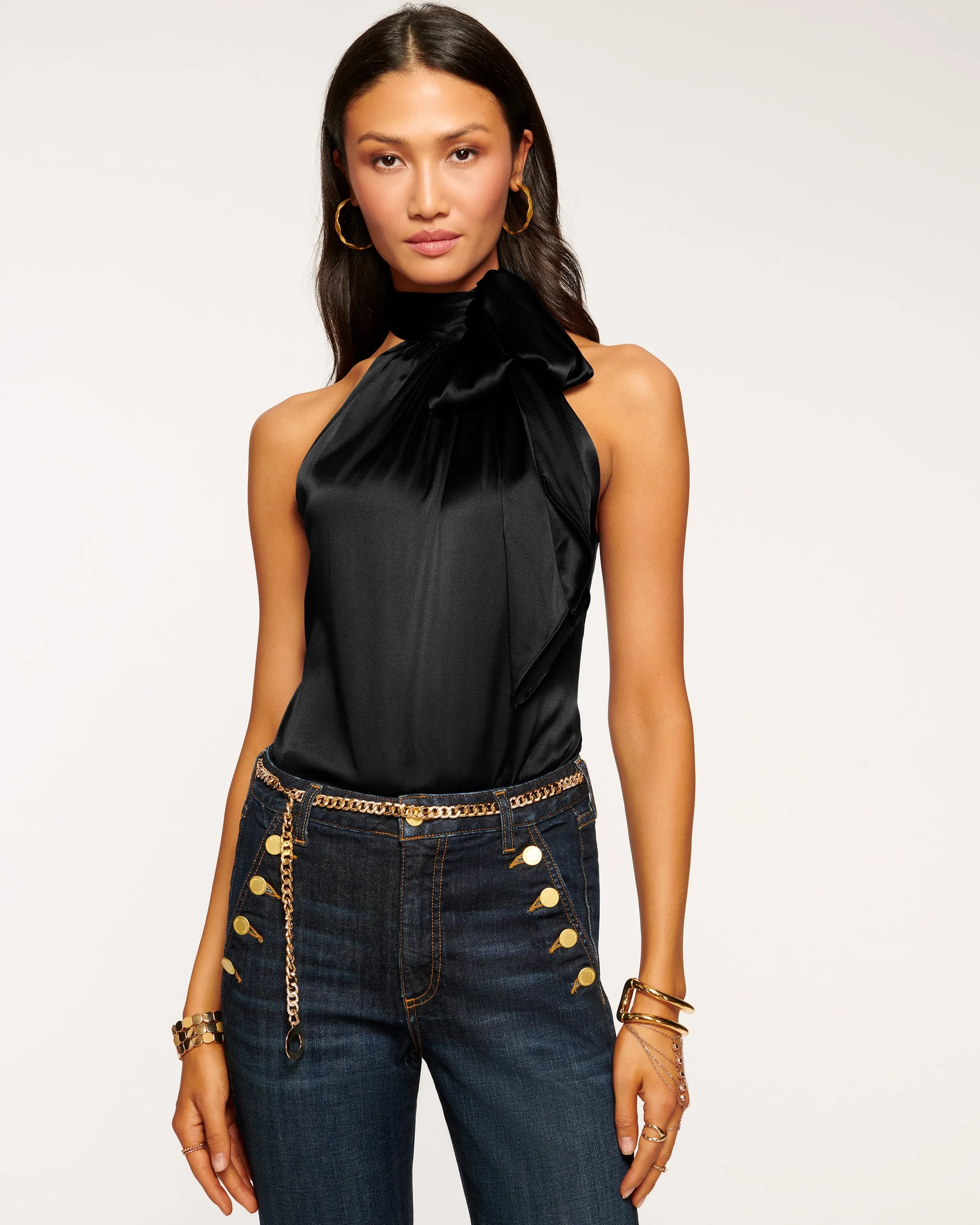 Lori Silk High Neck Tank Top