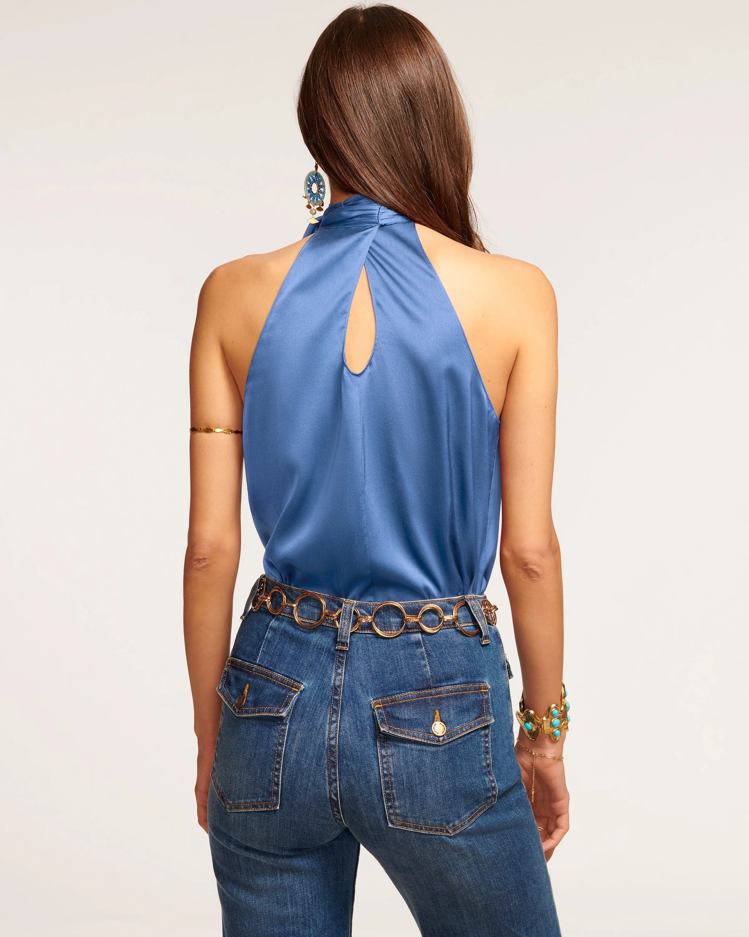 Lori Silk High Neck Tank Top