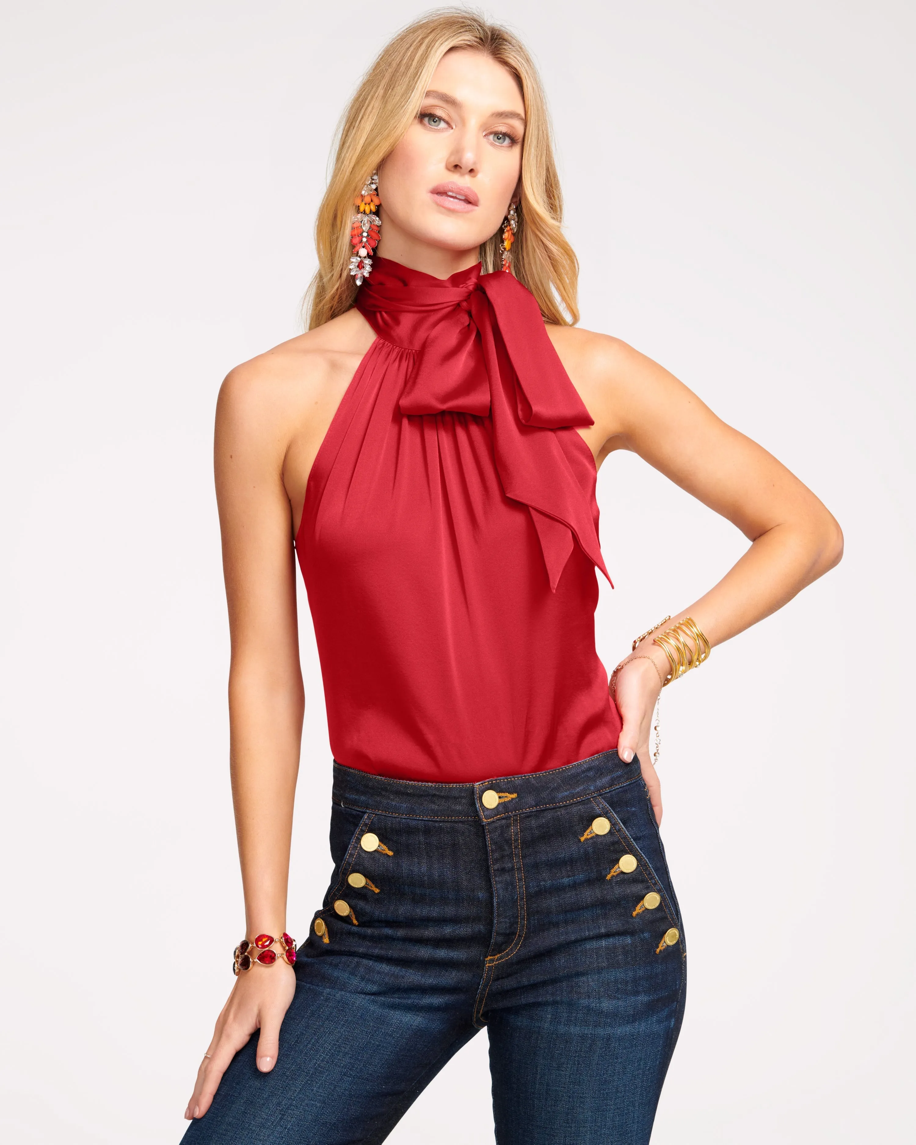 Lori Silk High Neck Tank Top