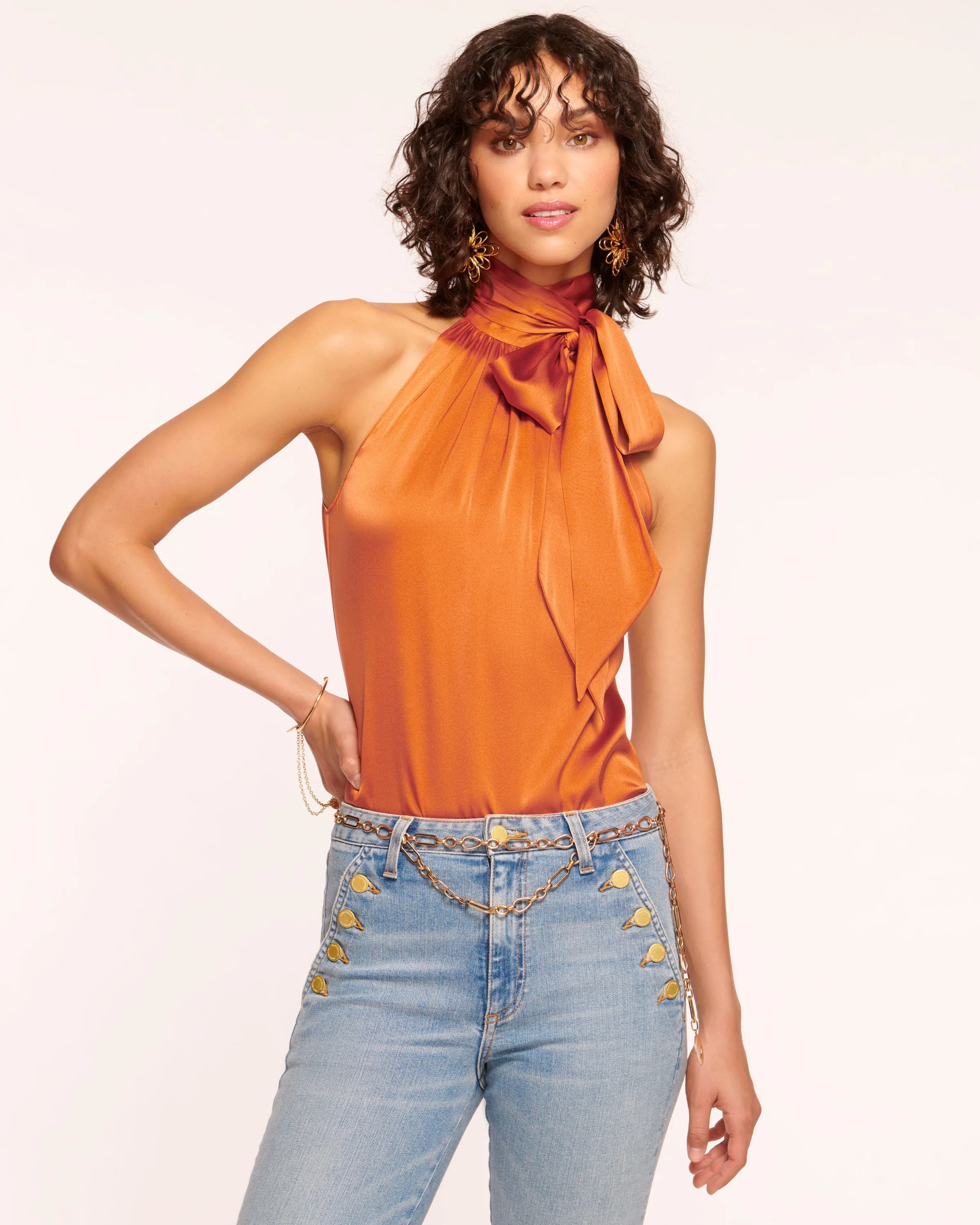 Lori Silk High Neck Tank Top
