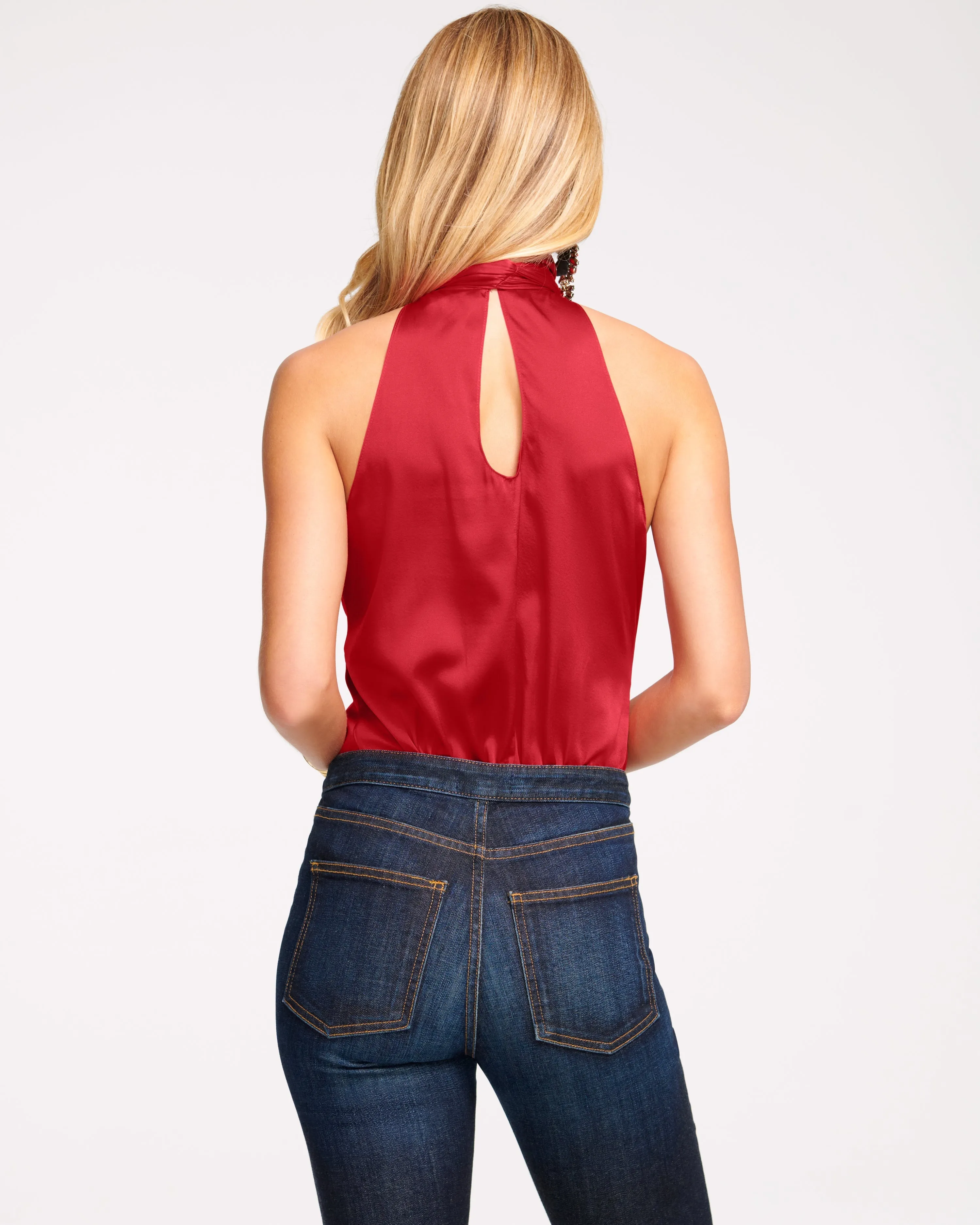 Lori Silk High Neck Tank Top