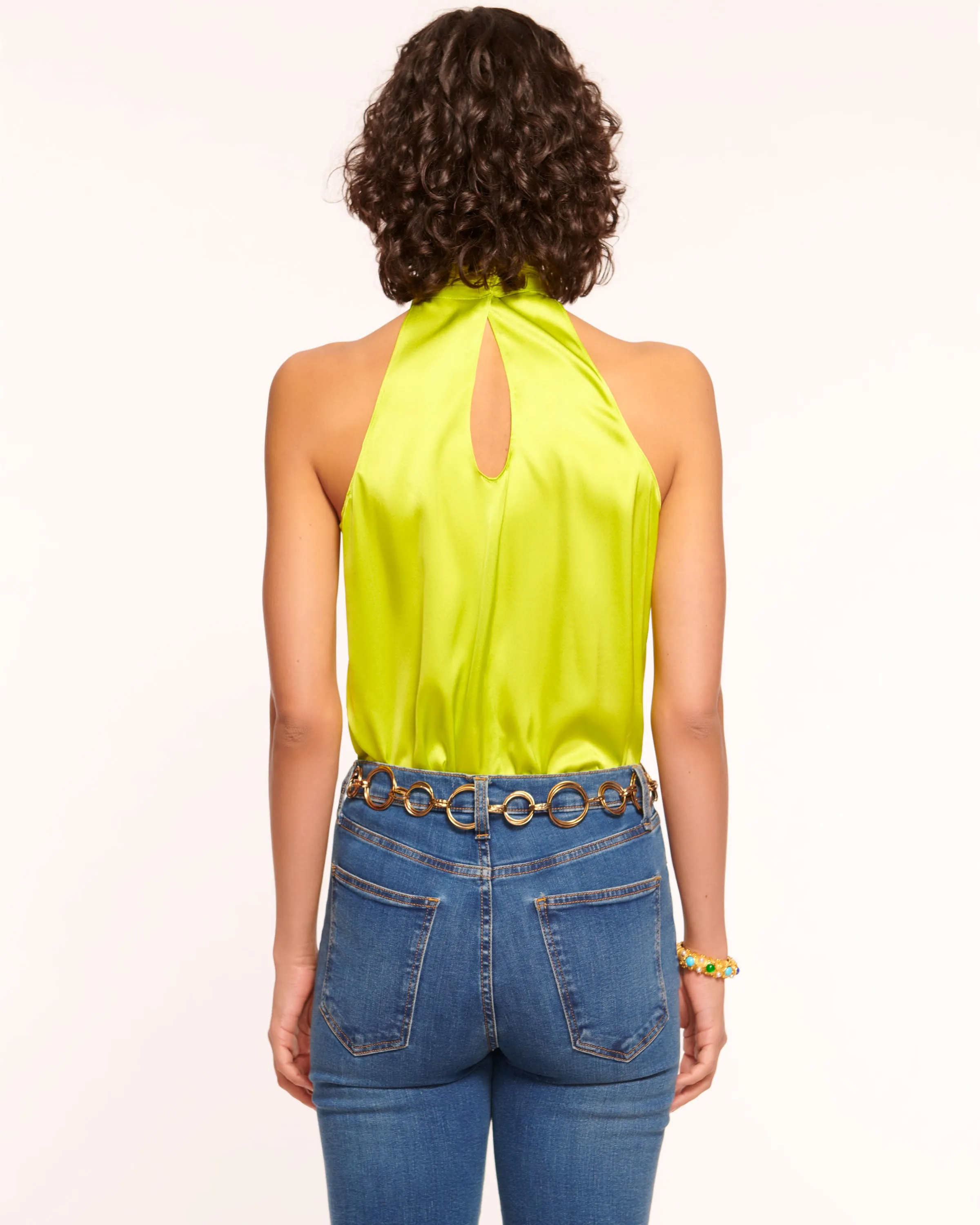 Lori Silk High Neck Tank Top