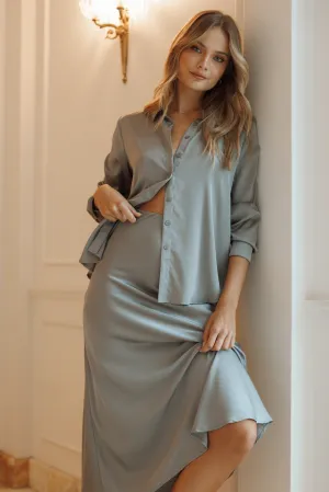 Narissa Satin Shirt - Silver