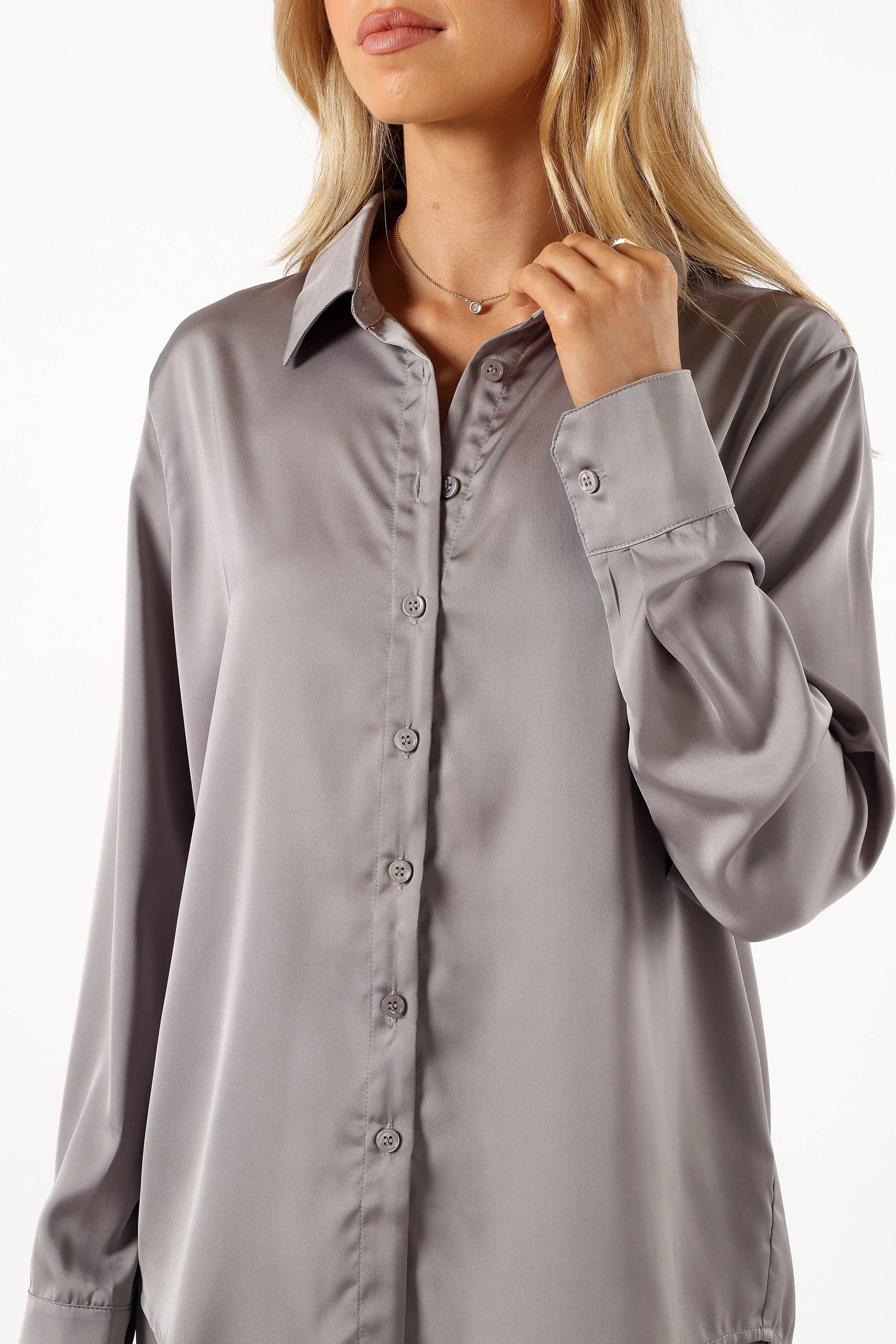Narissa Satin Shirt - Silver