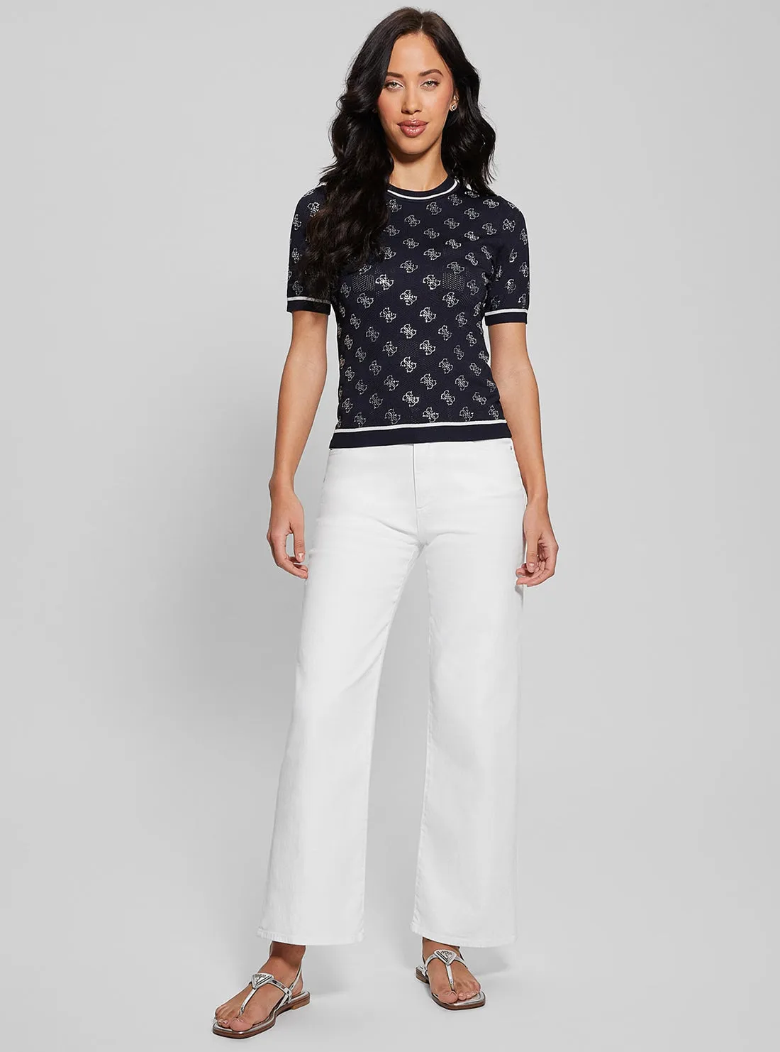 Navy Logo Rosie Knit Top