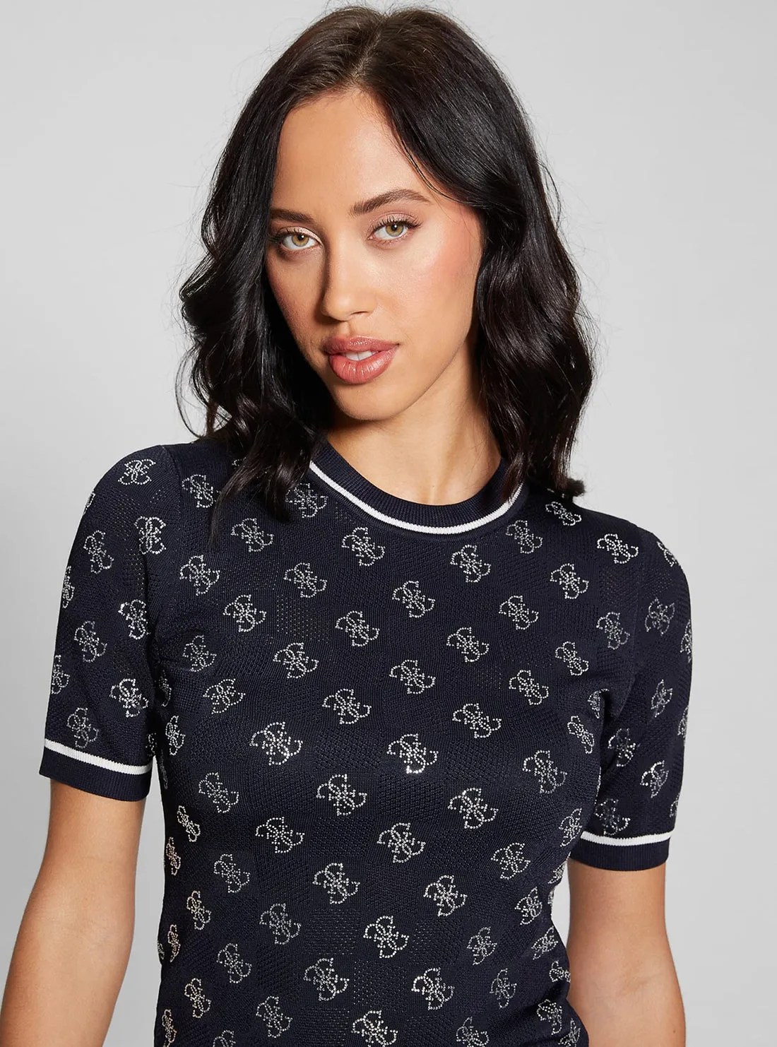 Navy Logo Rosie Knit Top