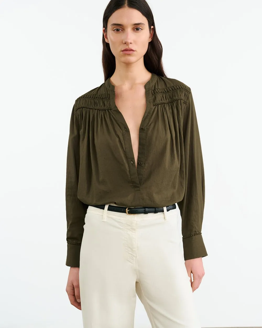 Nili Lotan - Clarys Top in Olive Green