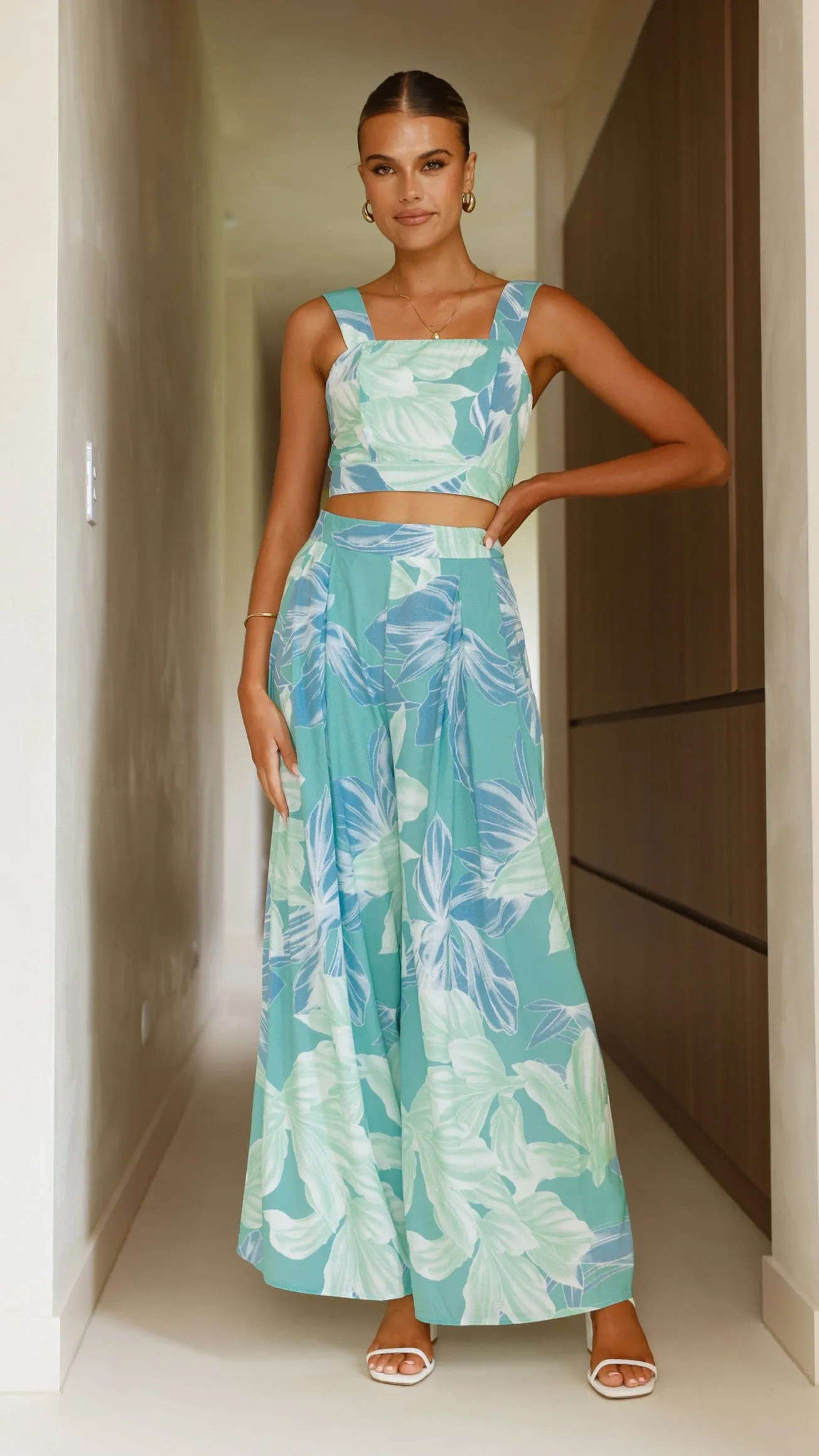 Noa Top and Pants Set - Sage Print