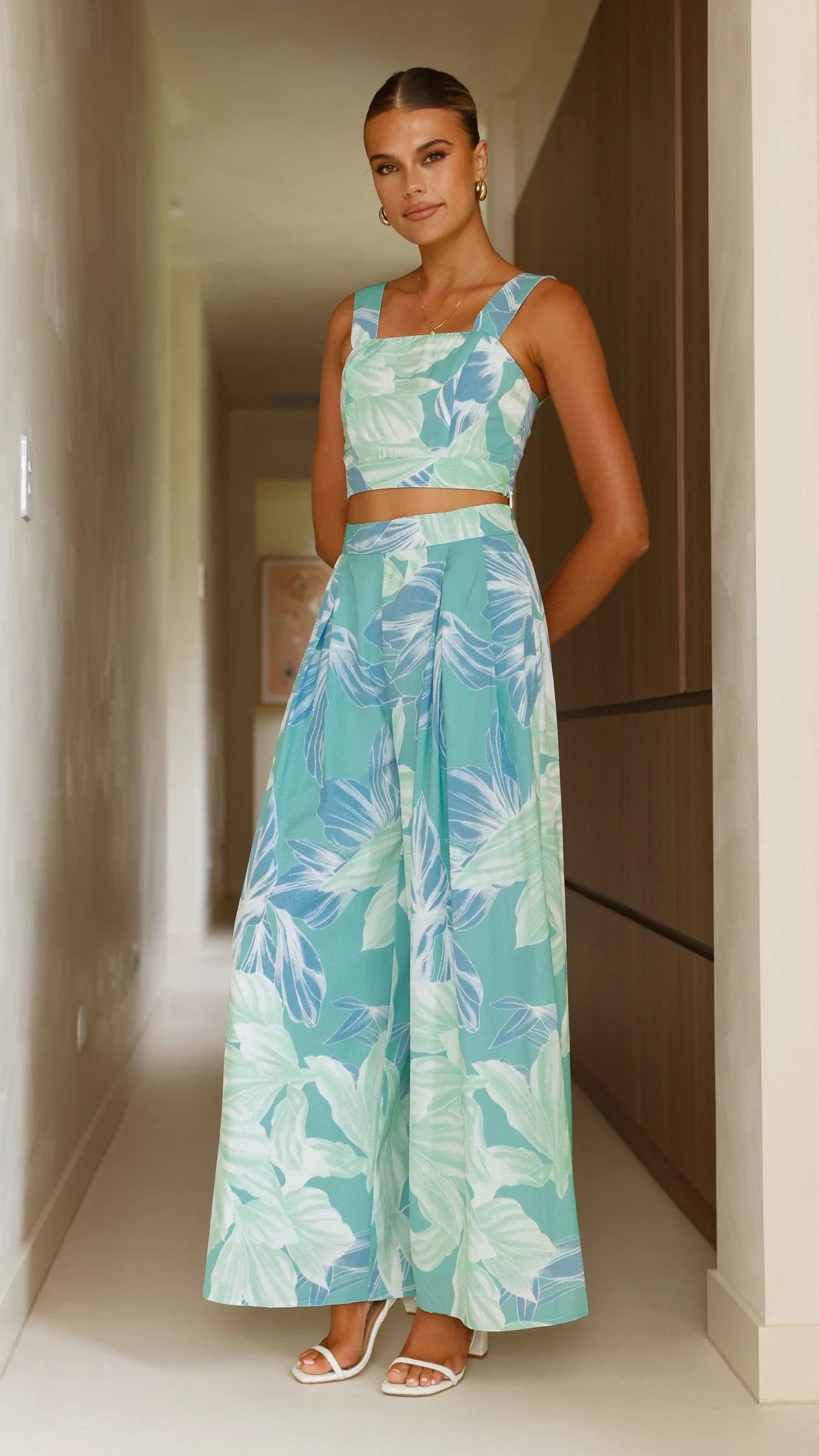 Noa Top and Pants Set - Sage Print