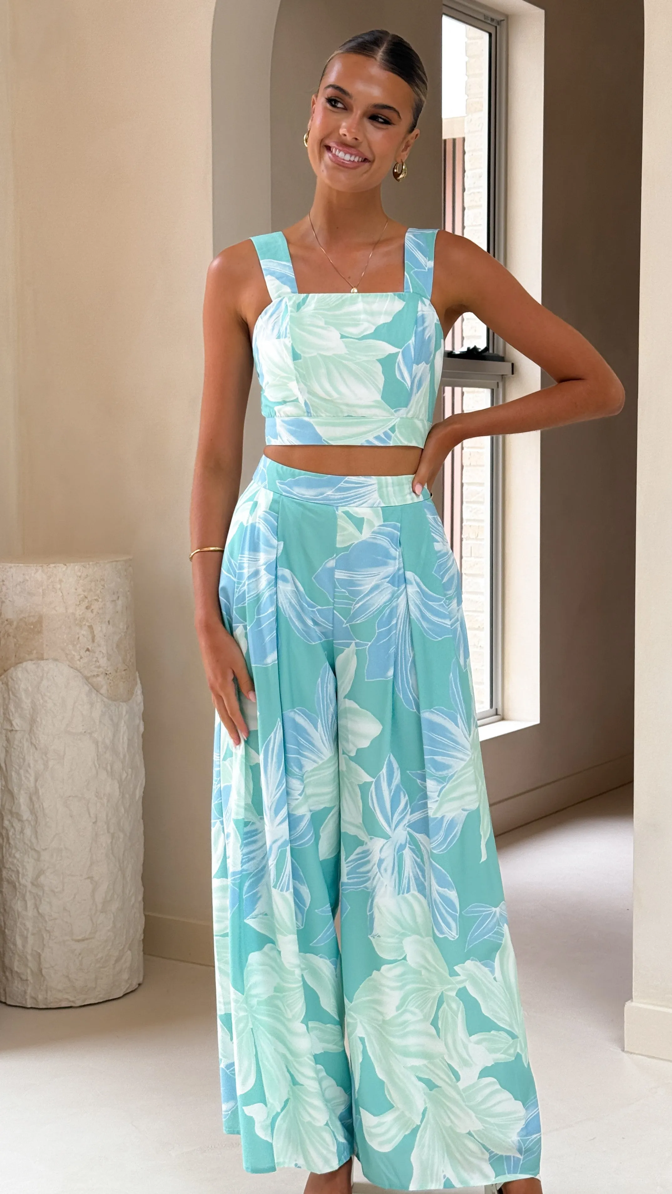 Noa Top and Pants Set - Sage Print