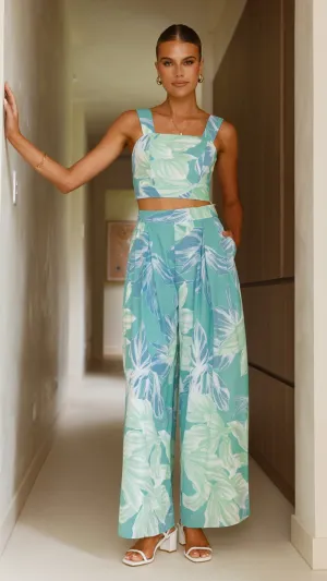 Noa Top and Pants Set - Sage Print