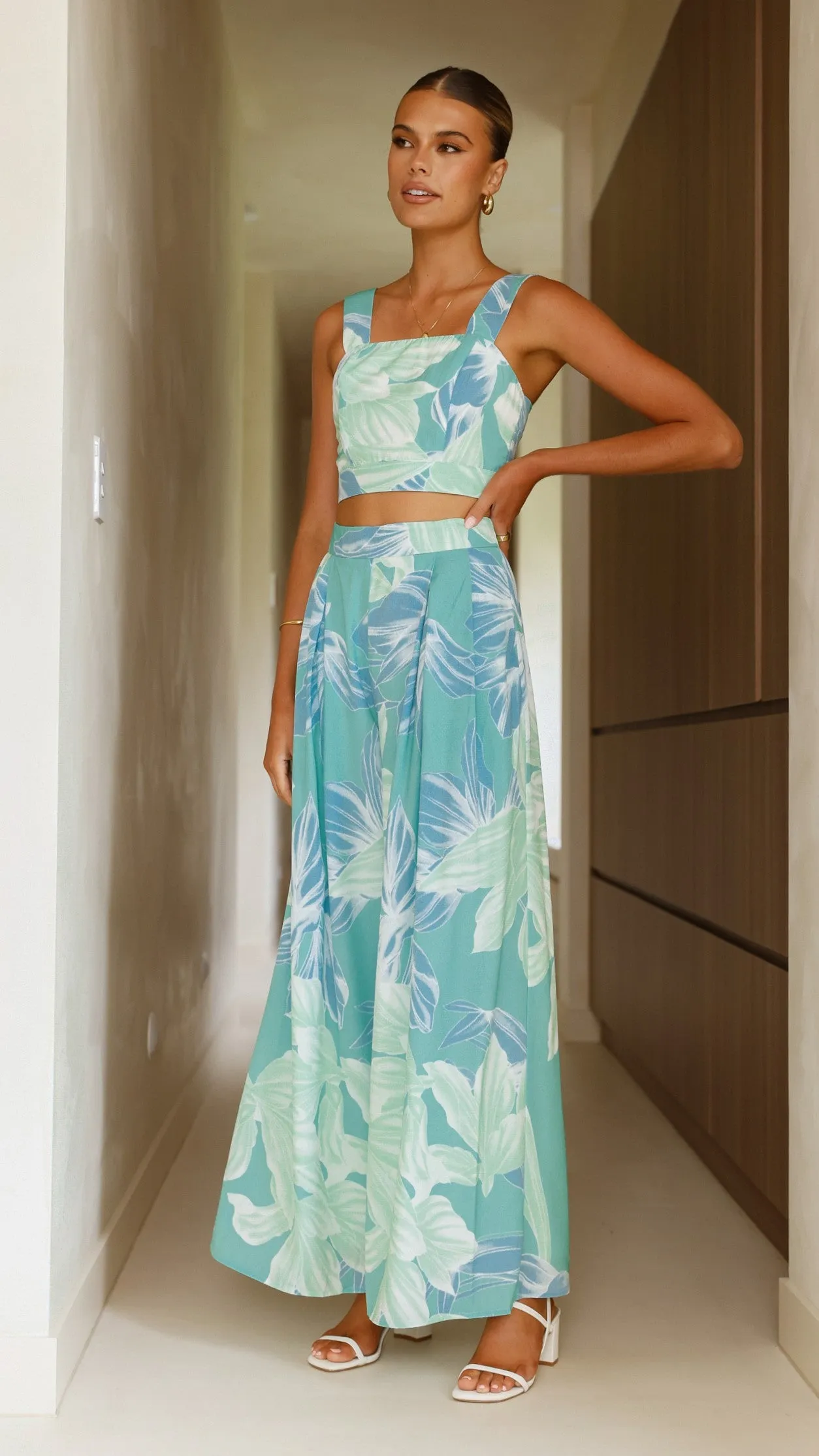 Noa Top and Pants Set - Sage Print