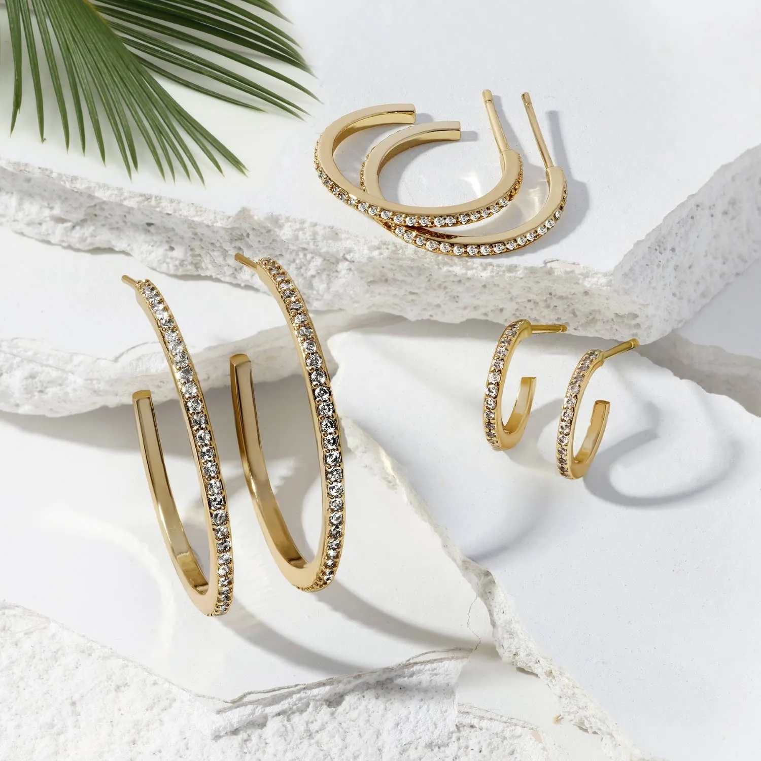 Pave Medium Hoops