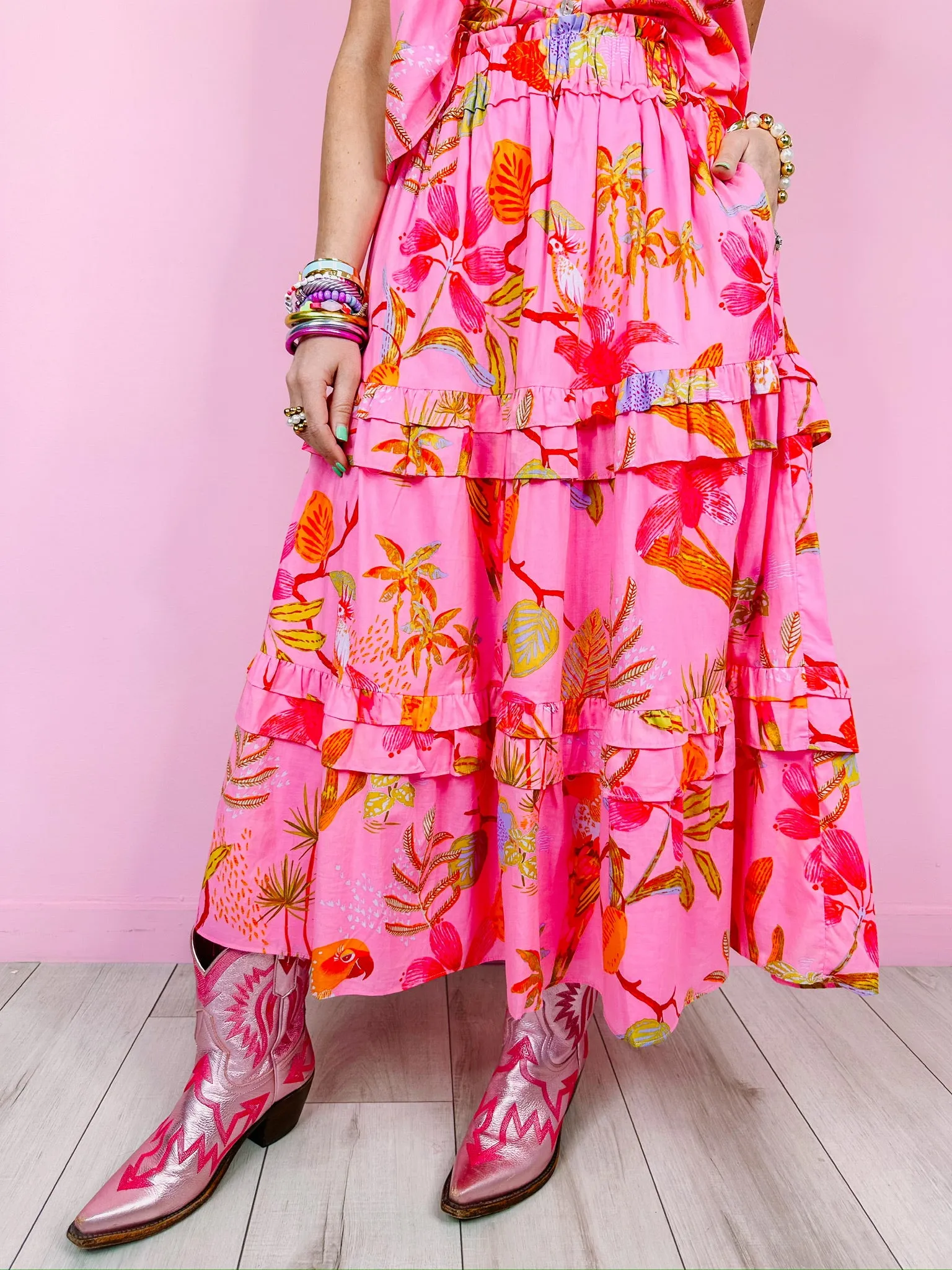 PLAYA MIDI TROPICAL SKIRT SET