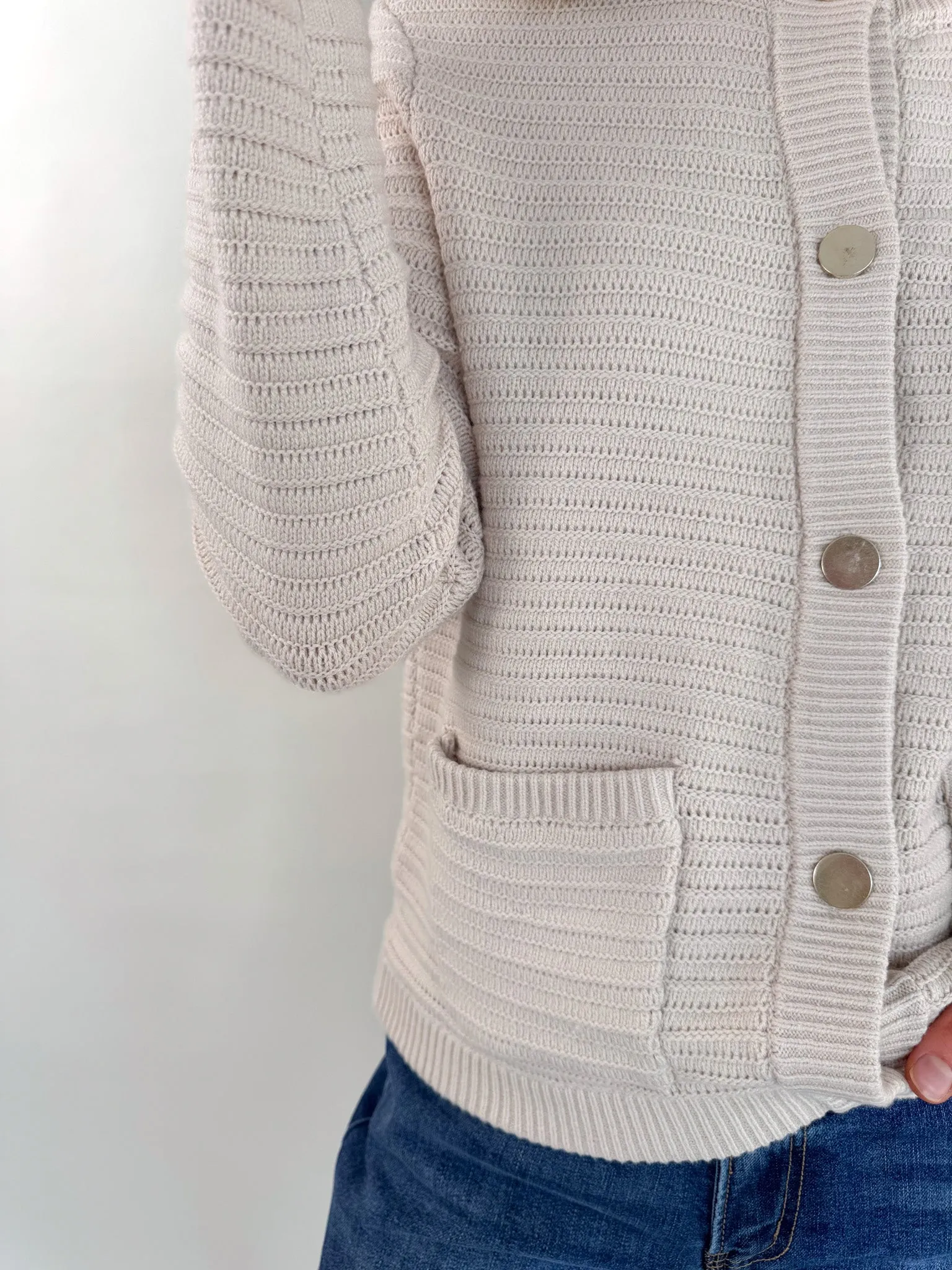 Pointelle Oat Knitted Cardigan