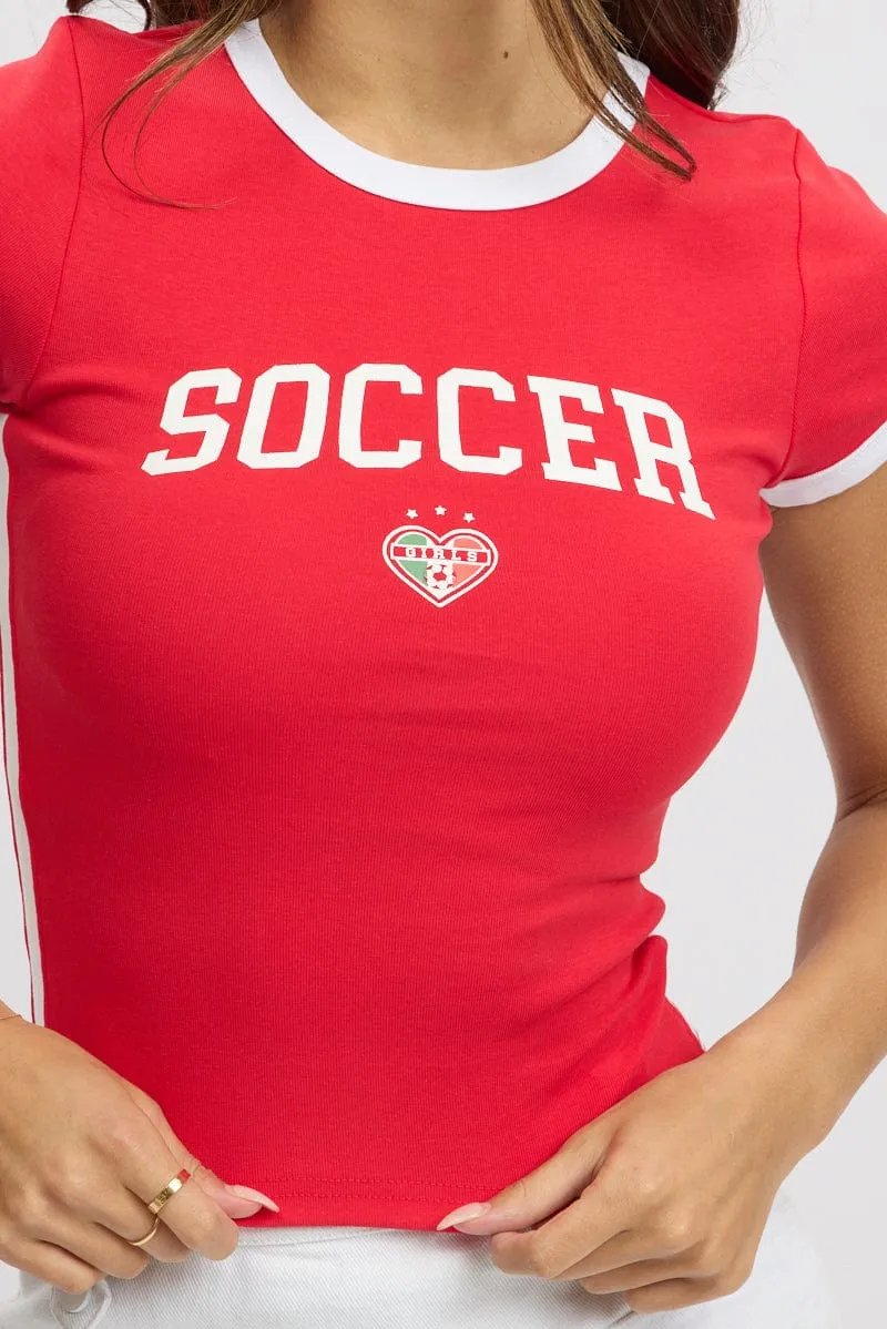 Red Graphic Tee Short Sleeve