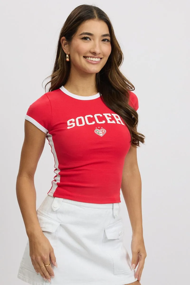 Red Graphic Tee Short Sleeve