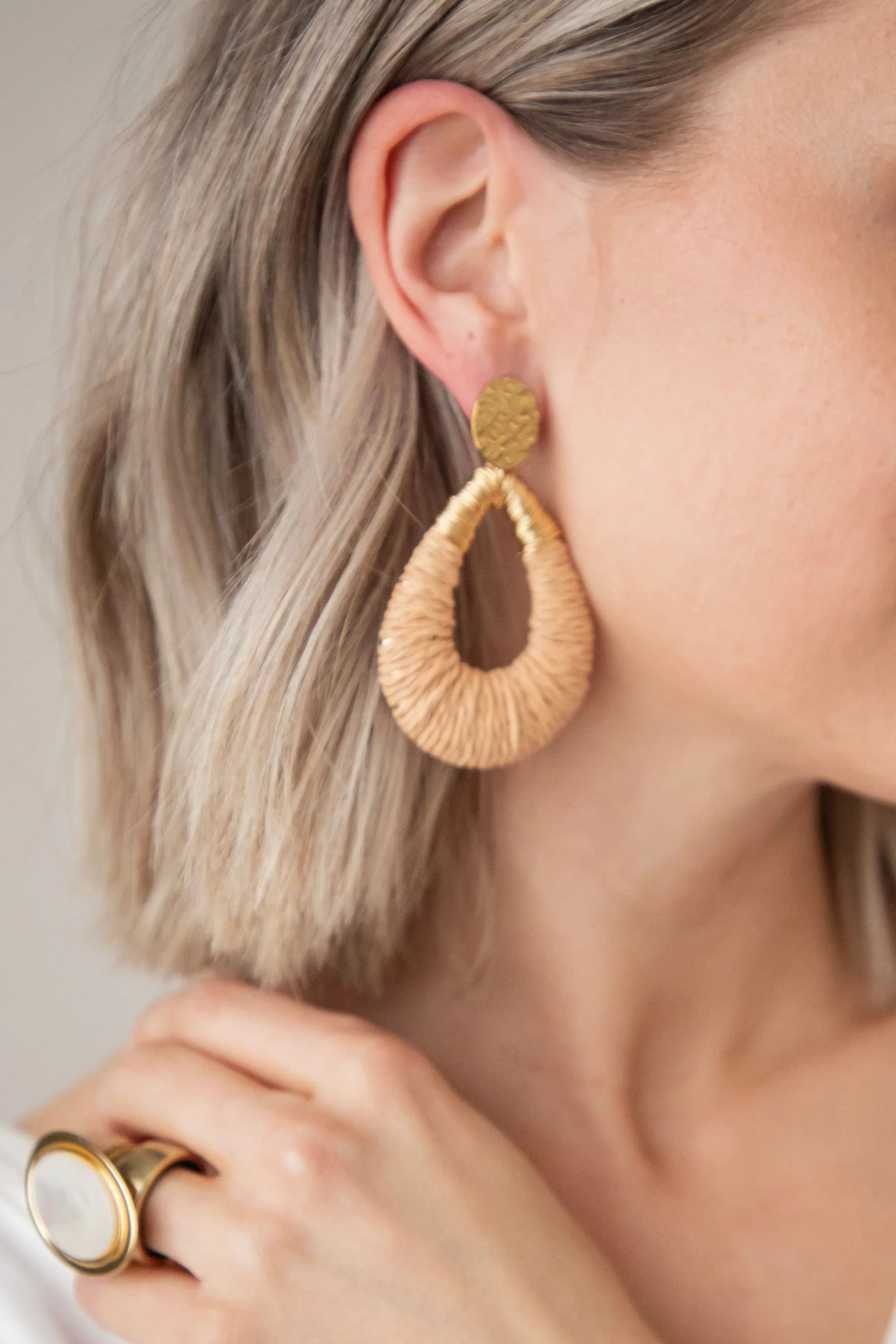 Rotan Drop Camel/Gold - Oorbellen