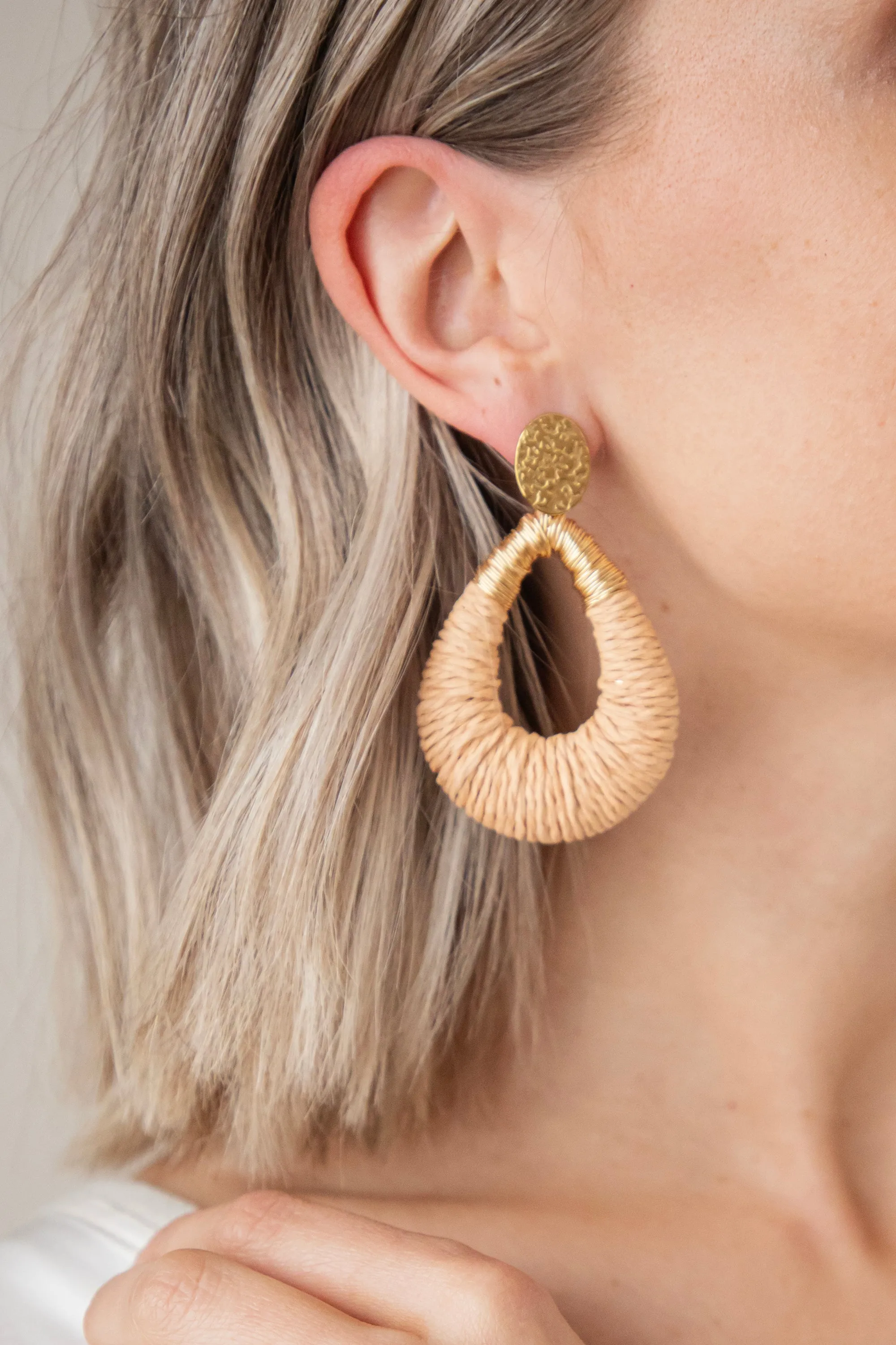 Rotan Drop Camel/Gold - Oorbellen