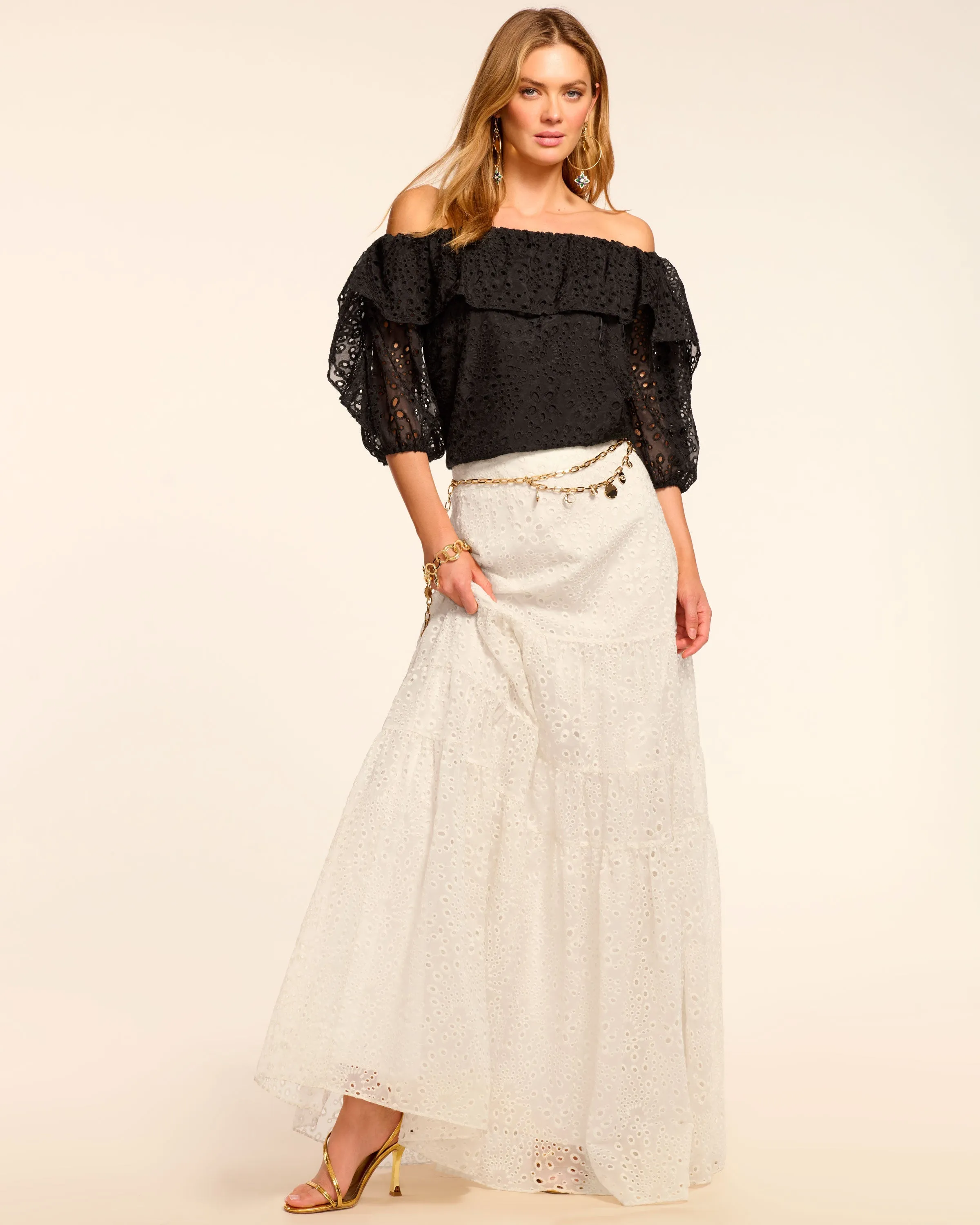 Salma Eyelet Ruffle Off-The-Shoulder Blouse